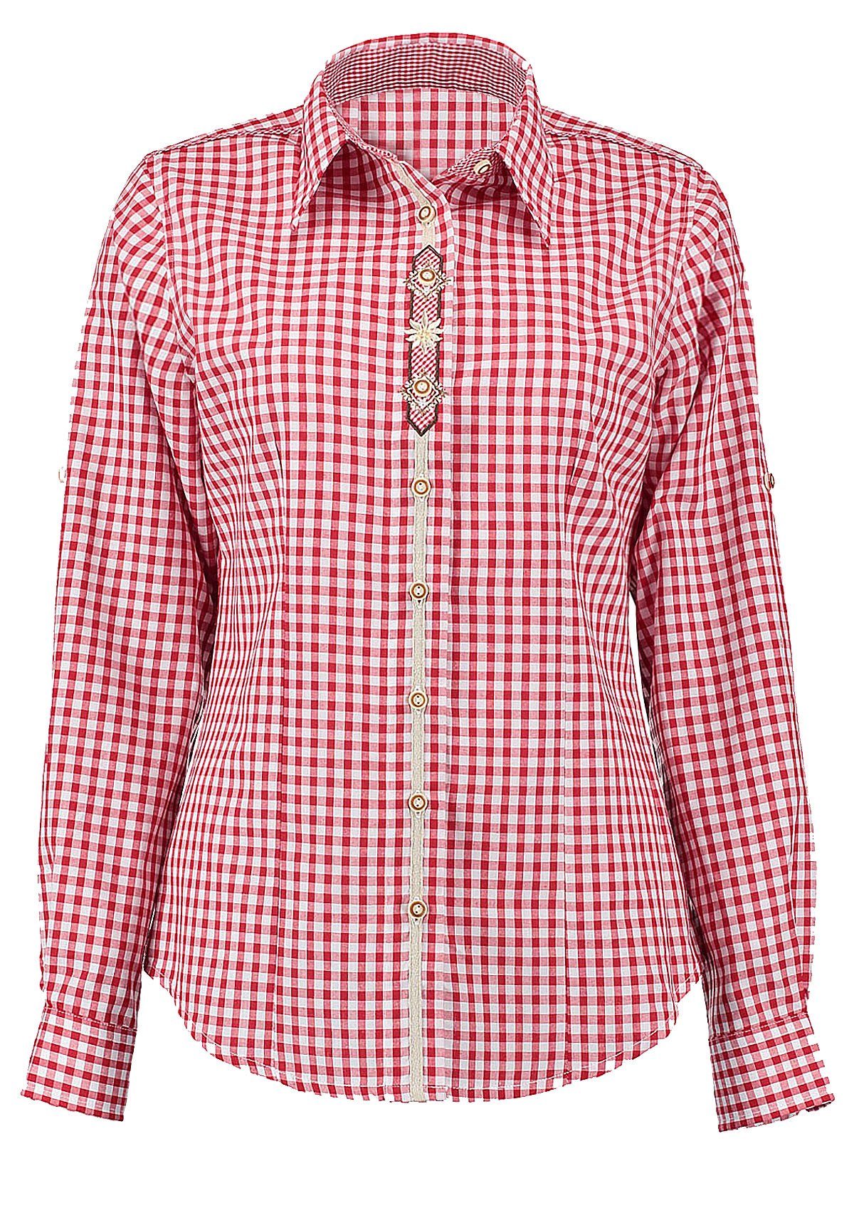 Moschen-Bayern Trachtenbluse Trachtenbluse Damen Bluse Damenbluse Langarm + Kurzarm -Oktoberfest + Lederhose kariert Karo Rot Damenbluse, Trachtenbluse, Bluse, Karobluse, Jeansbluse, klassische Bluse