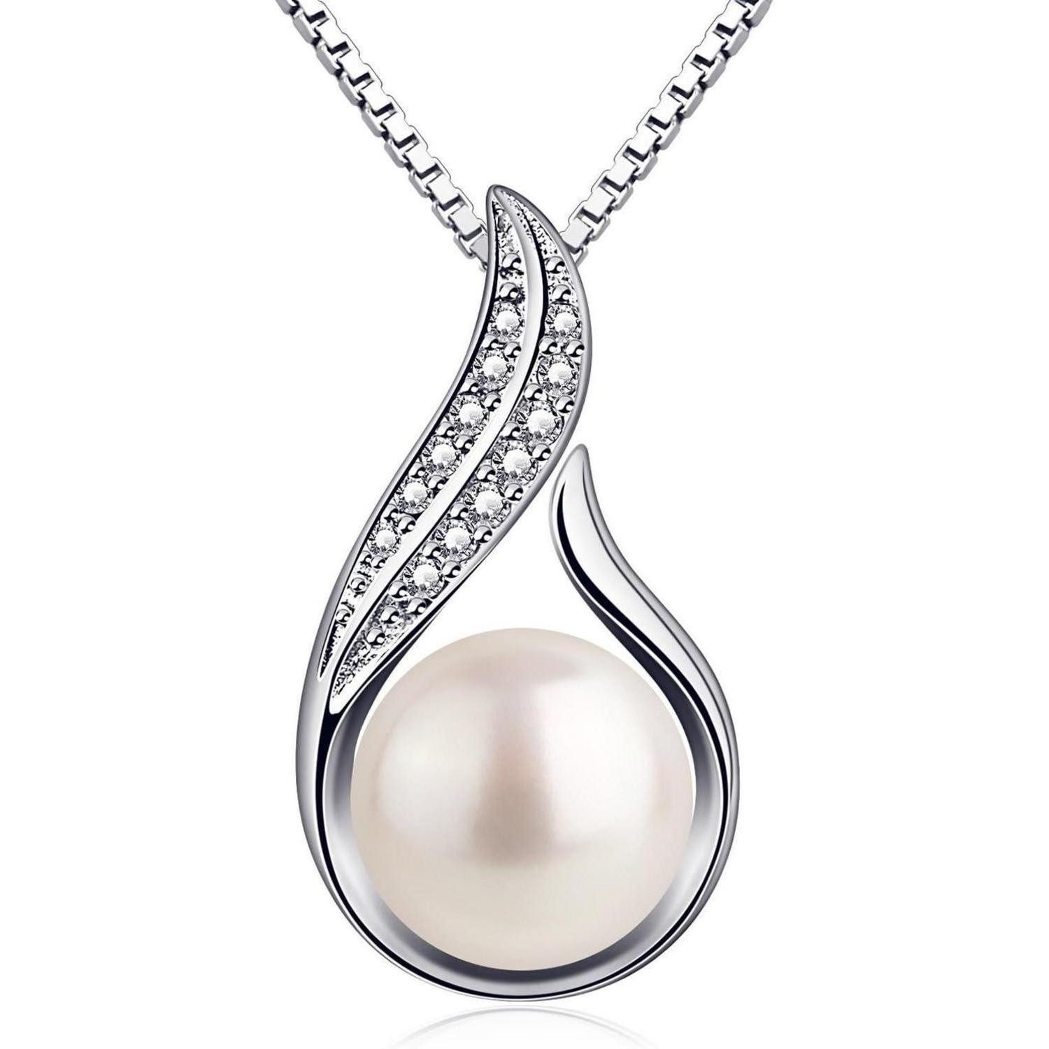 LuxusKollektion Kette und Anhänger Set Damen Halskette Süßwasser Perle 925 günstig online kaufen