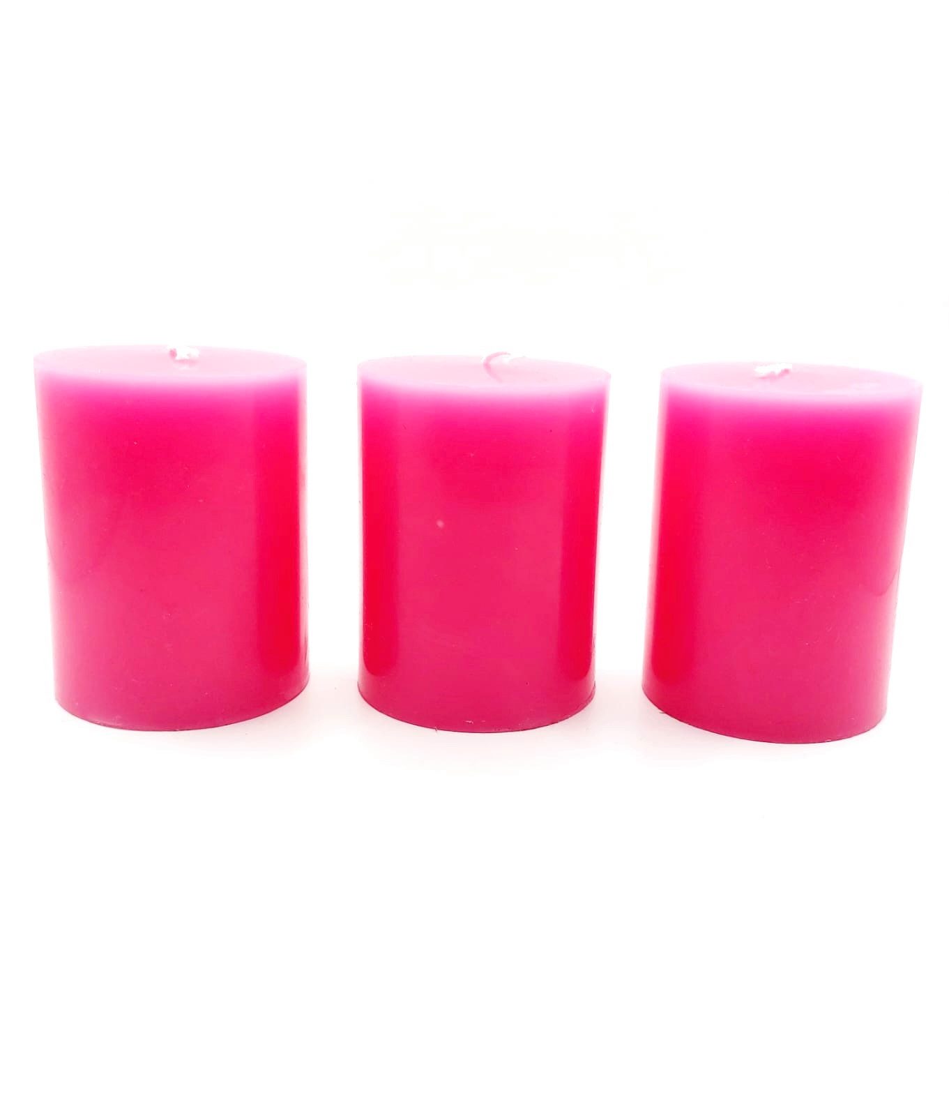 meytrade Stumpenkerze Trend Stumpenkerze modern in edel pink rosa Kerzen (3er Set), Sommerdeko Trendkerzen mit langer Brenndauer ca. 33 Stunden