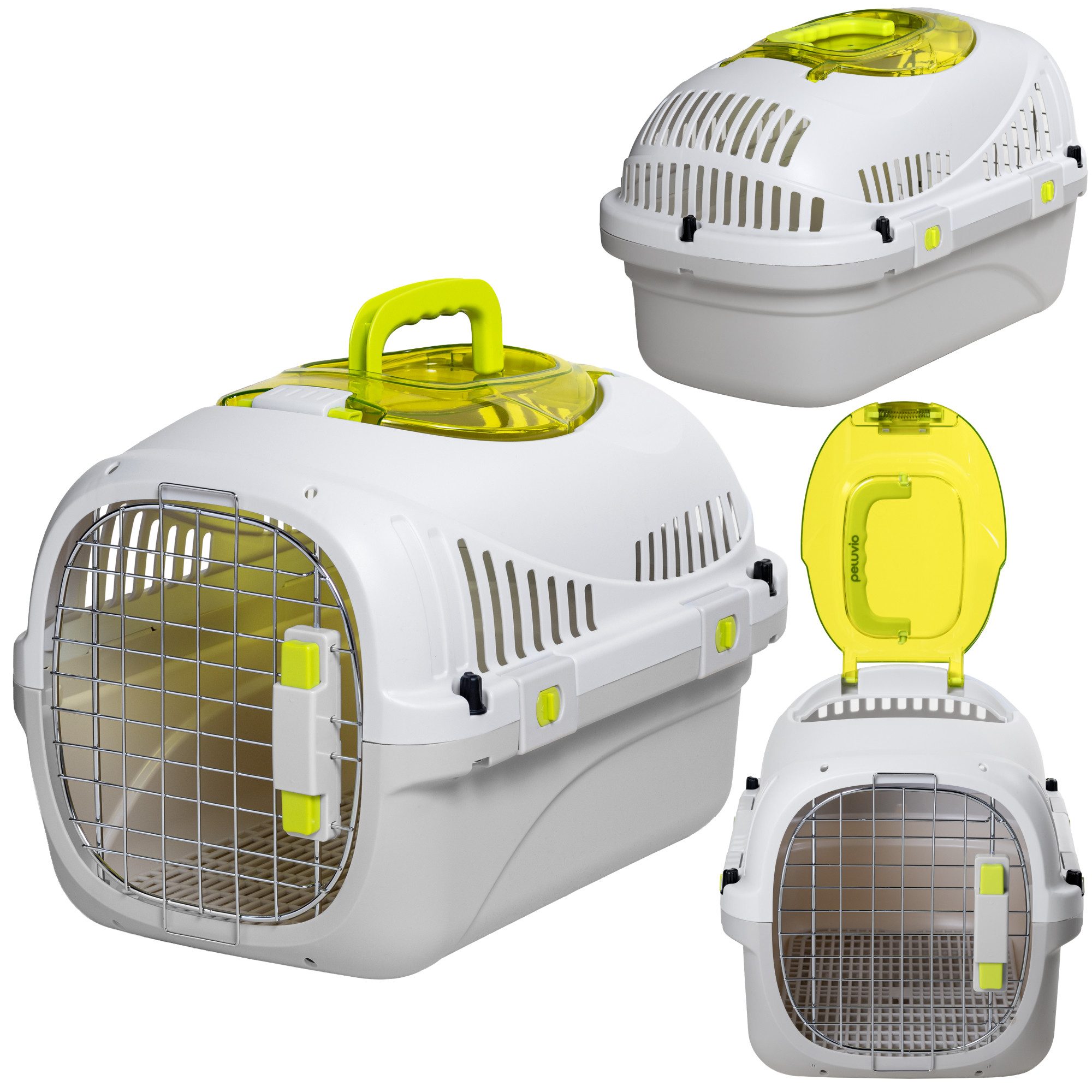Peluvio Tiertransportbox SAFY für Hunde bis 5 kg, Öffnungsfenster/Großer Griff/Urinauffanggitter/bis zu 5 kg