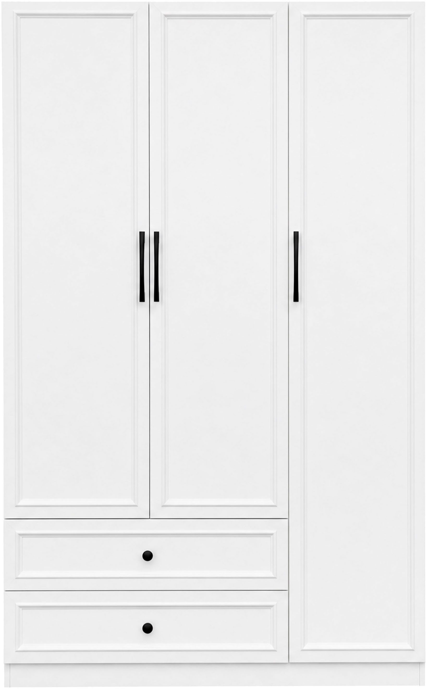 OTTO home Kleiderschrank Arrian 120 cm Weiß, 3-türiger Drehtürenschrank im Landhausstil (mit 2 Schubladen & Organizern, FSC Zertifiziert) Zeitloses Landhausdesi – Bild 4 von 5