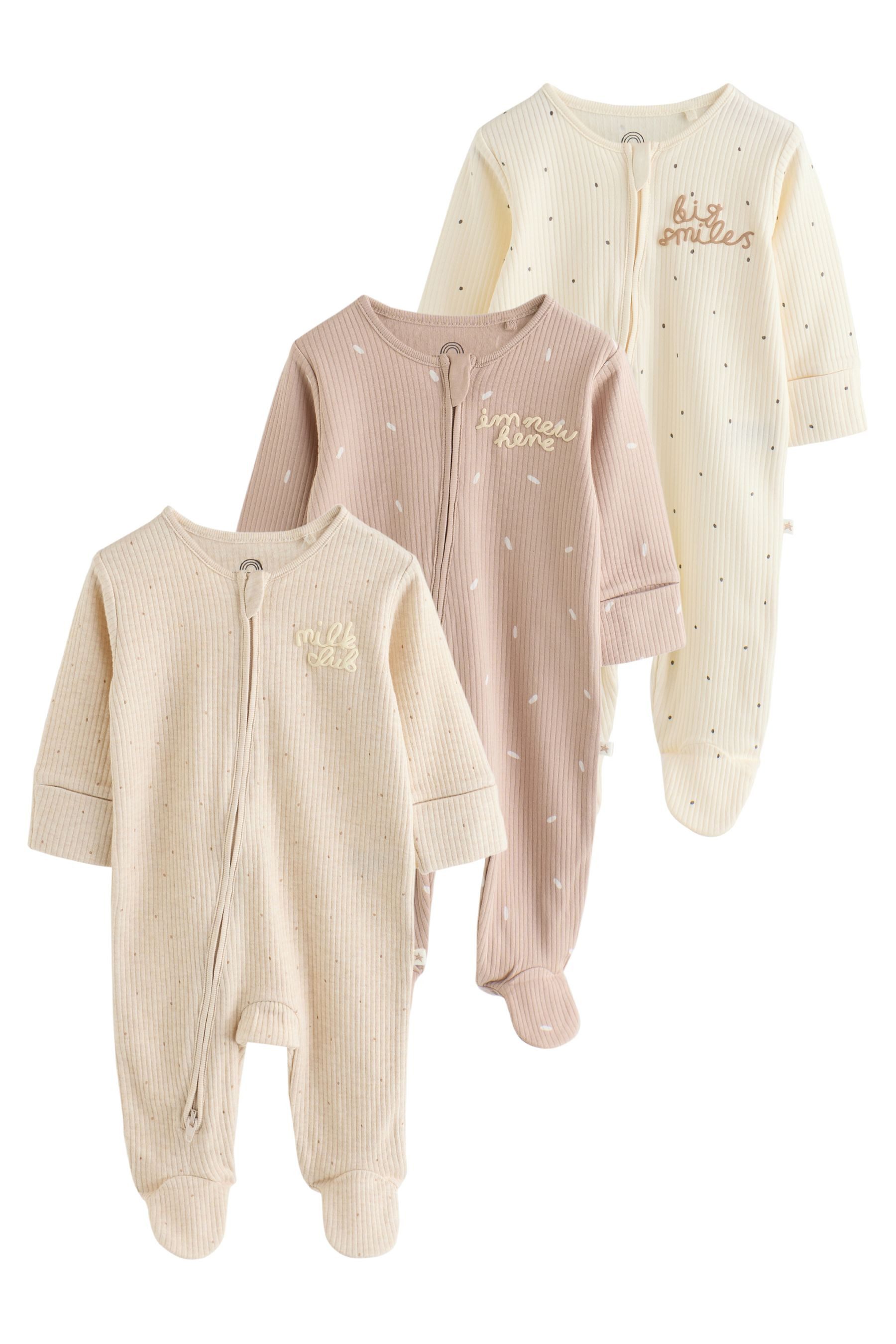 Next Schlafoverall Babyschlafanzüge mit Zweiwege-RV, 3er-Pack (3-tlg)
