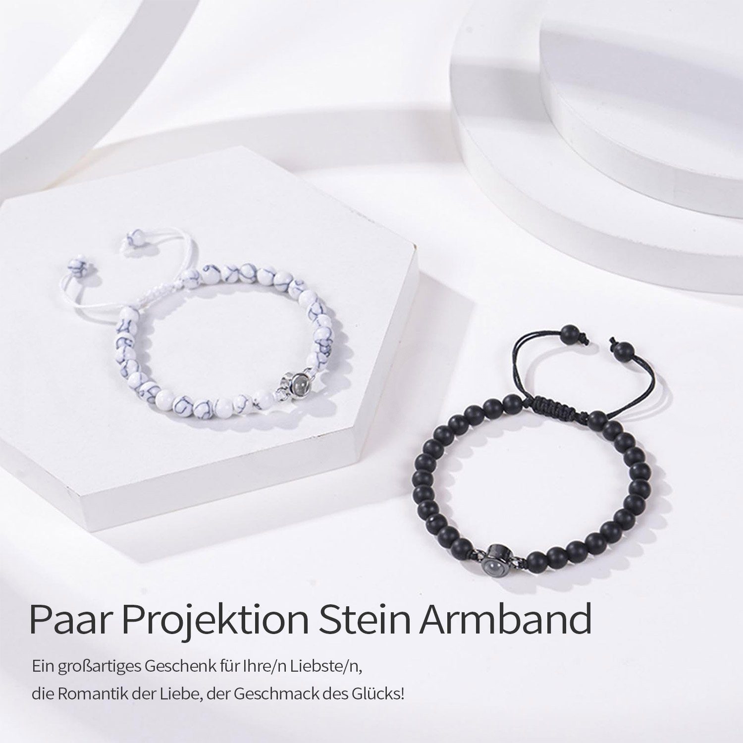 Schenken ihm/ihr oder Projektionsstein MAGICSHE ein Armbänder, von 2 Paar Perlenarmband Geburtstagsgeschenk Stücke Jubiläums- Sie