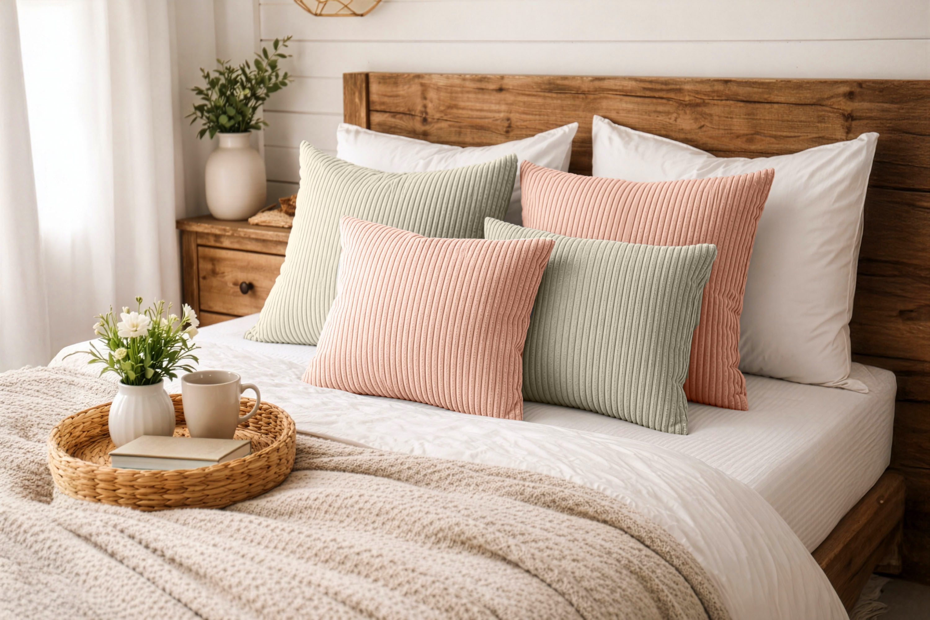 Amilian Dekokissen 4er Set mit Füllung - Sofakissen Set - 2x 45x45 cm + 2x 35x45 cm, (4 Stück) Zierkissen - Kuschelkissen - Couchkissen mit Kissenfüllung