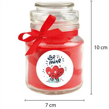 HS Candle Duftkerze (1-tlg), Valentinstag Geschenk - Kerze im Bonbon Glas mit vers. Valentinstag - Motiven und Größen