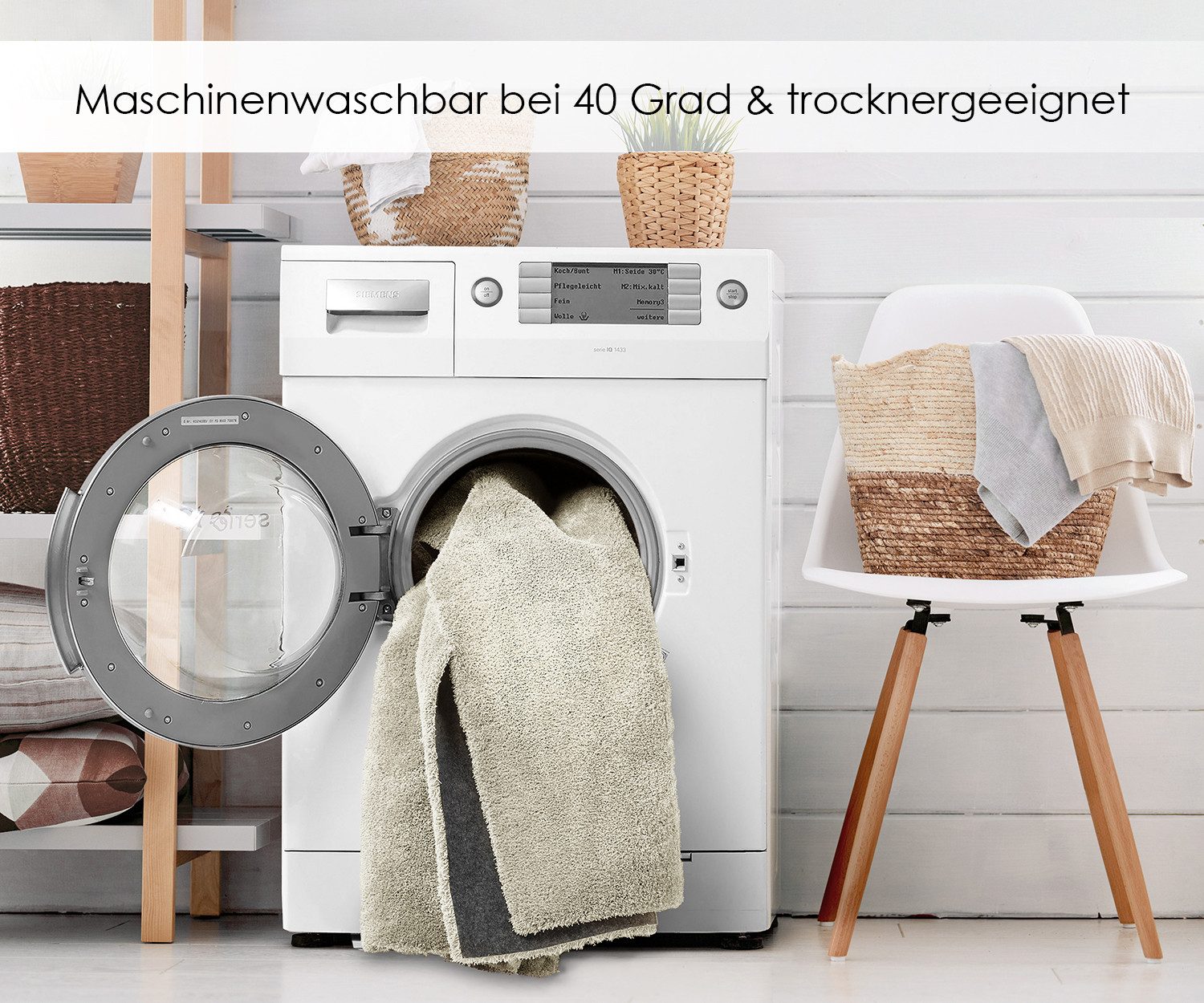 DomDeco Hochflor-Teppich LOOMA Teppich weich, waschbar, rutschfest, Teppich modern, Rechteckig, Gemütlich, flauschig, pflegeleicht