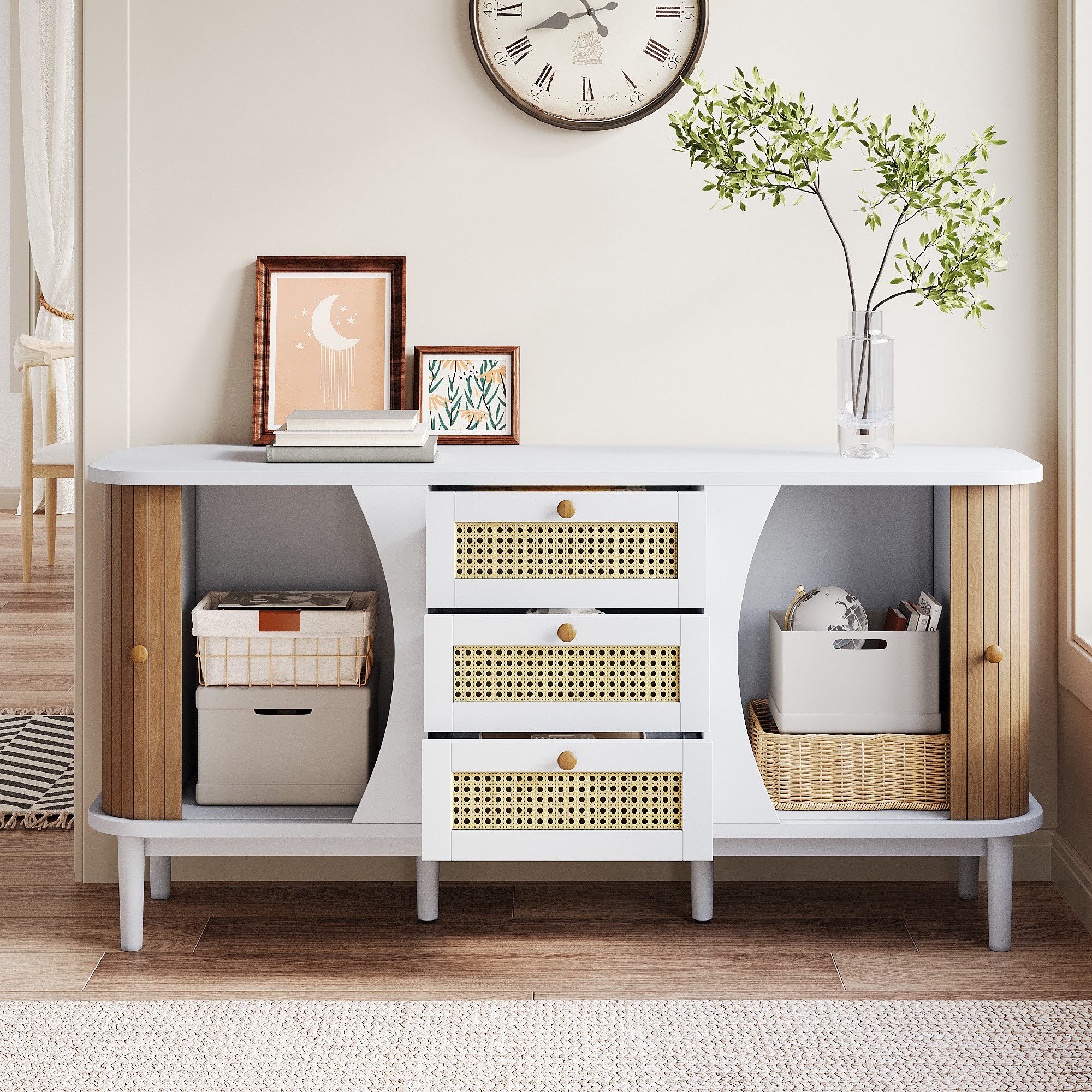 Refined Living Sideboard Rattanschrank mit Schubladen, günstig online kaufen