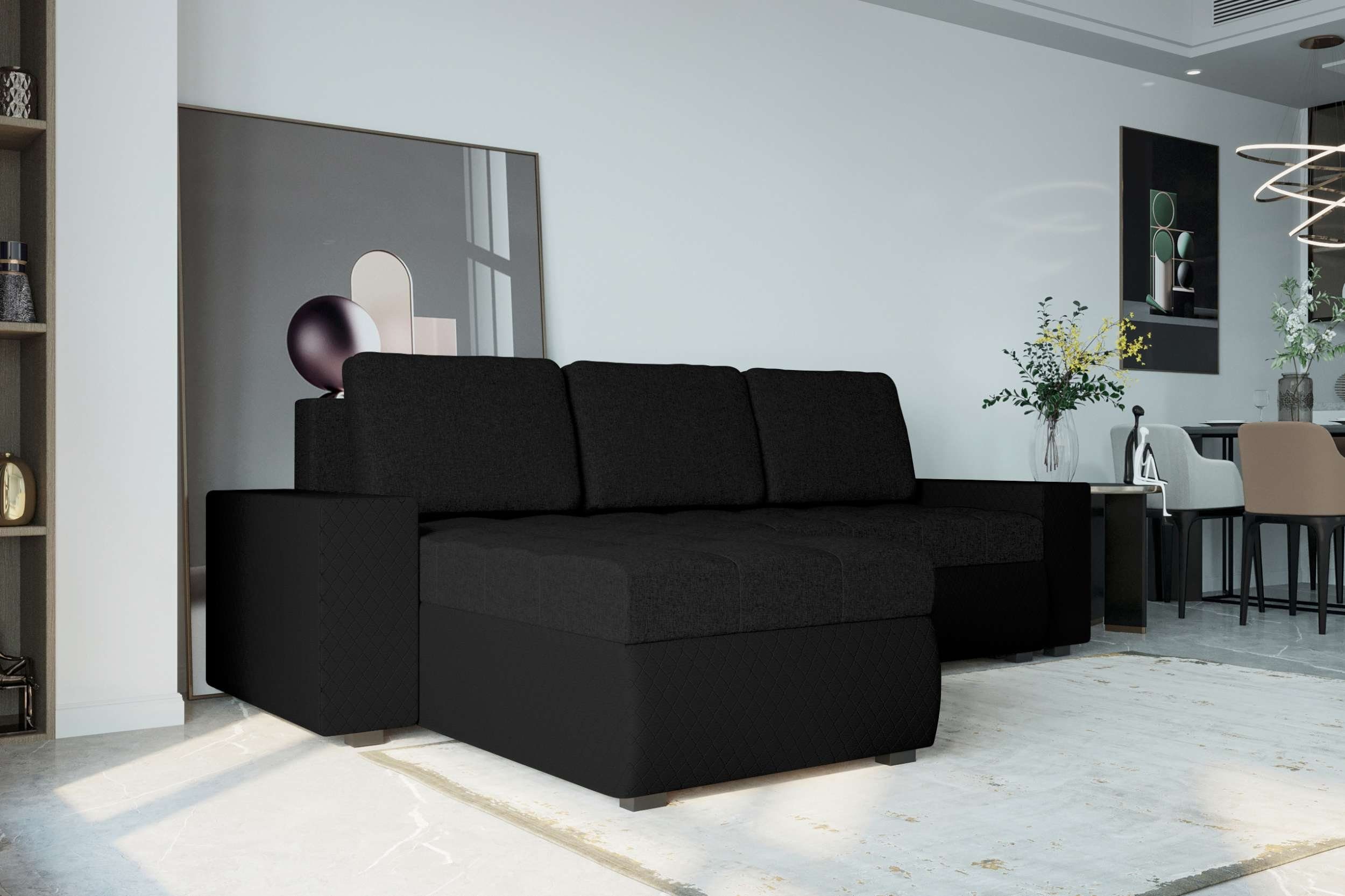 Stylefy Ecksofa Sitzkomfort, Eckcouch, L-Form, Sofa, mit Design Miranda, Bettfunktion, Bettkasten, mit Modern