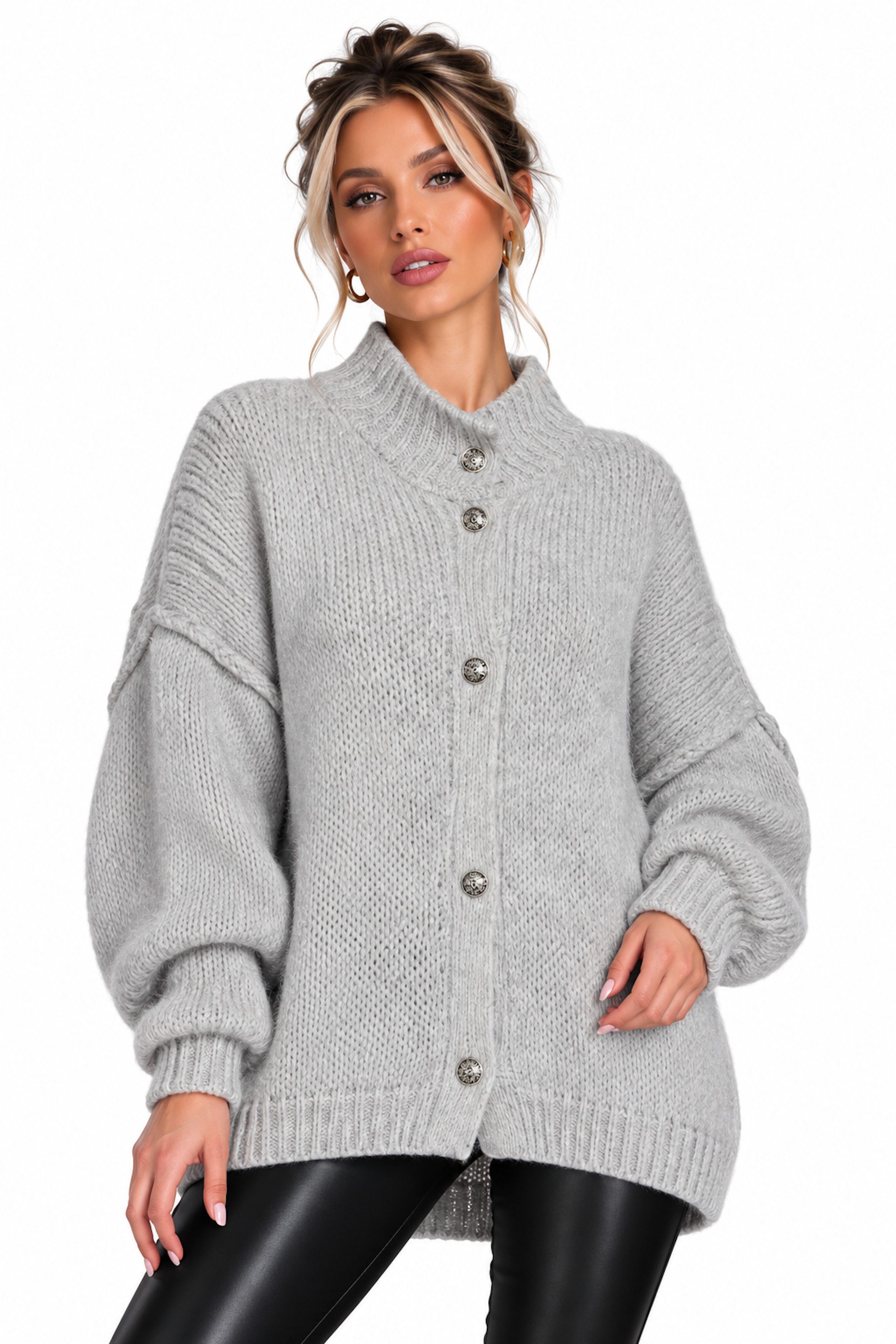 Worldclassca Cardigan WORLDCLASSCA Cardigan Oversize Strickjacke mit Knöpfen Fashion Pulli Neue Kollektion - Stilvolle und gemütliche Strickmode für Damen