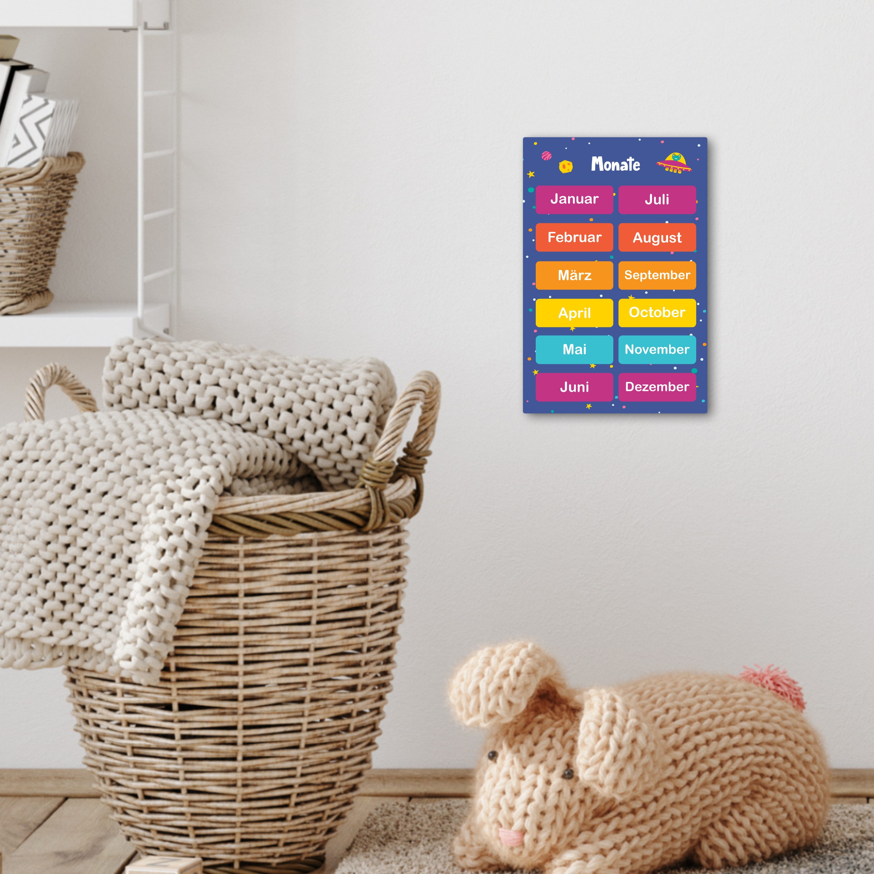 OneMillionCanvasses® Leinwandbild Pädagogisch - Monate - Raum - Lernen, Fotodruck (1 St), Kinderzimmer Deko, Mädchen und Jungen Bilder 20x30 cm – Bild 5 von 5