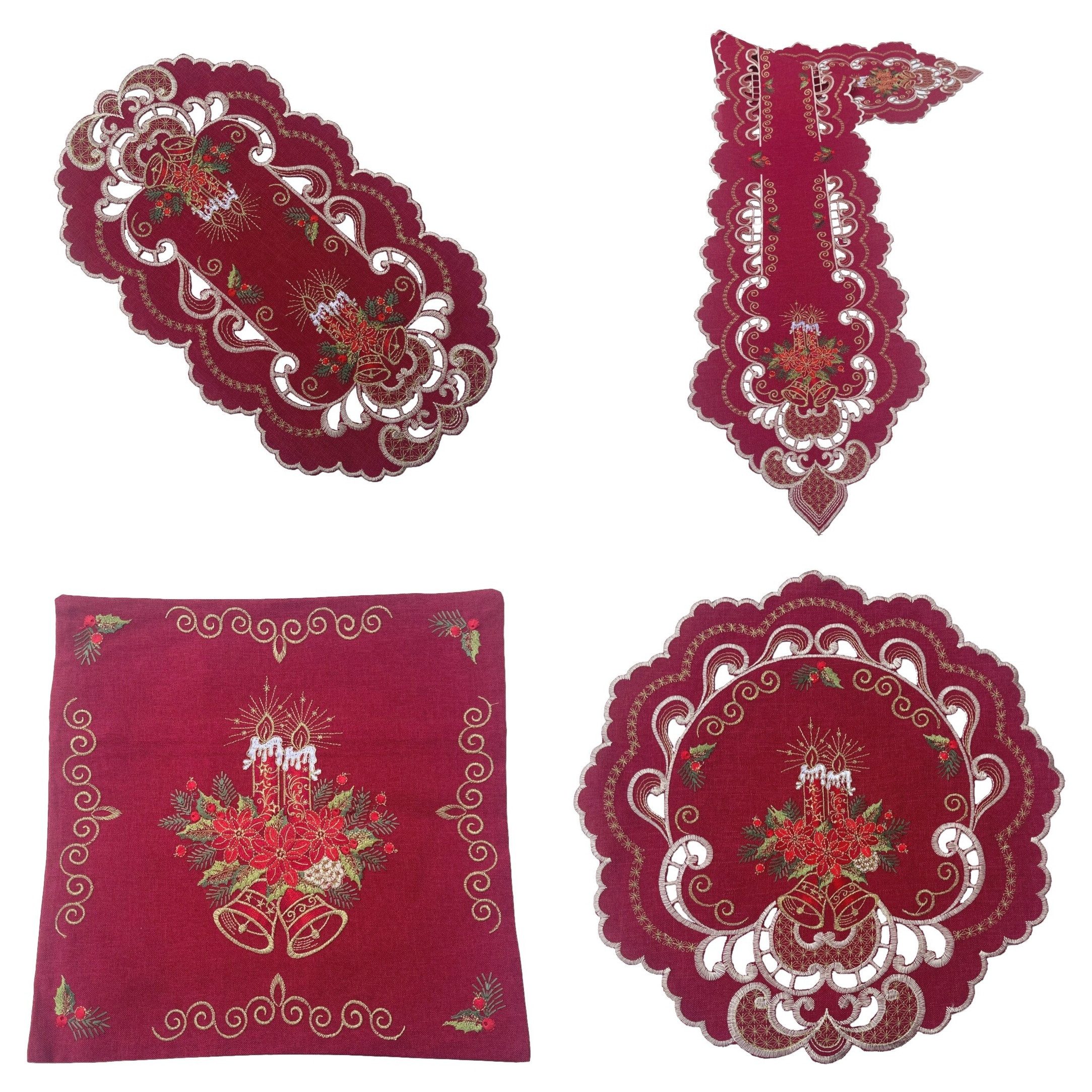 Westernlifestyle Tischdecke Rot- Goldener Traum Weihnachtsdecke günstig online kaufen