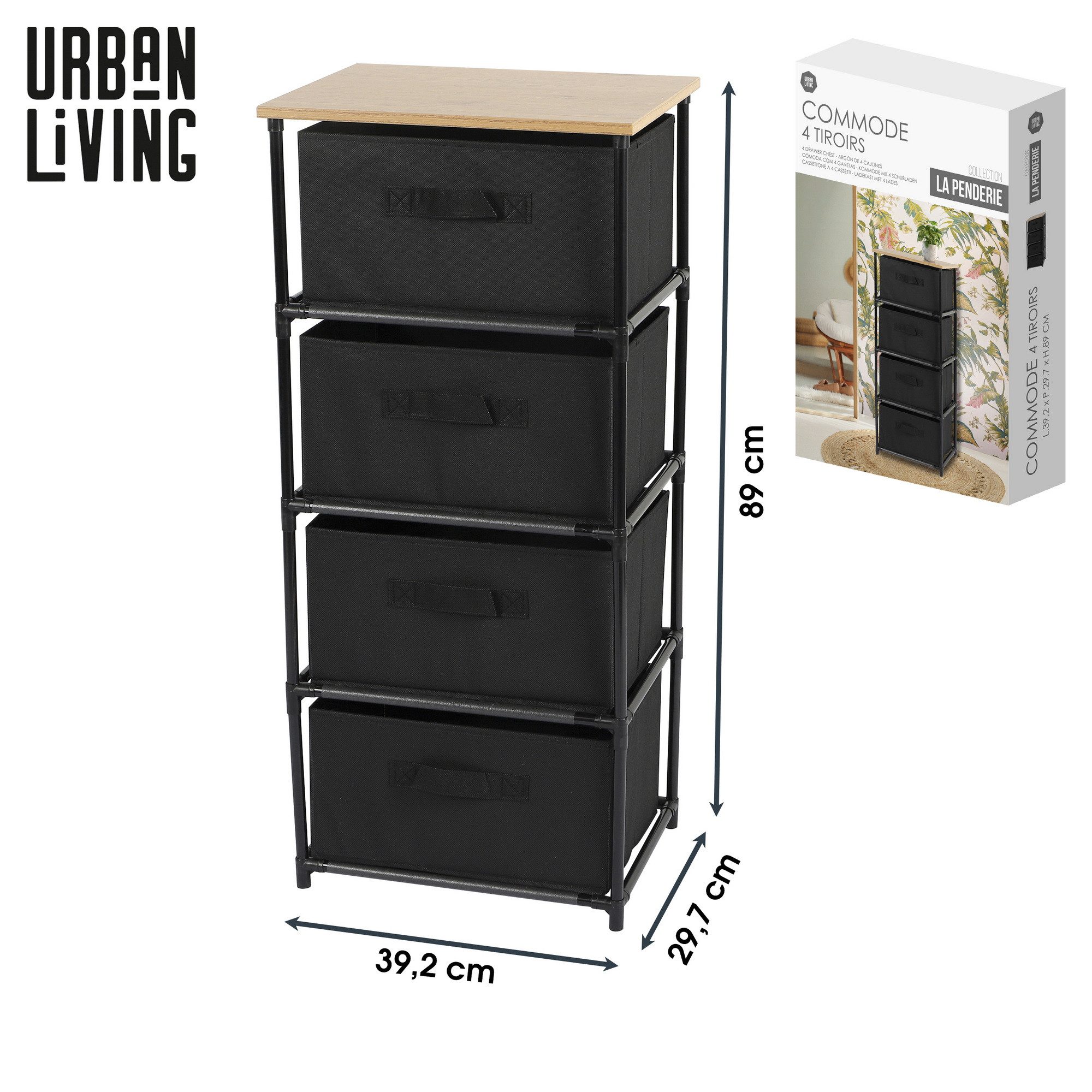 Urban Living Stauraumregal Standregal mit 4 Schubladen-Einschüben Schublade günstig online kaufen