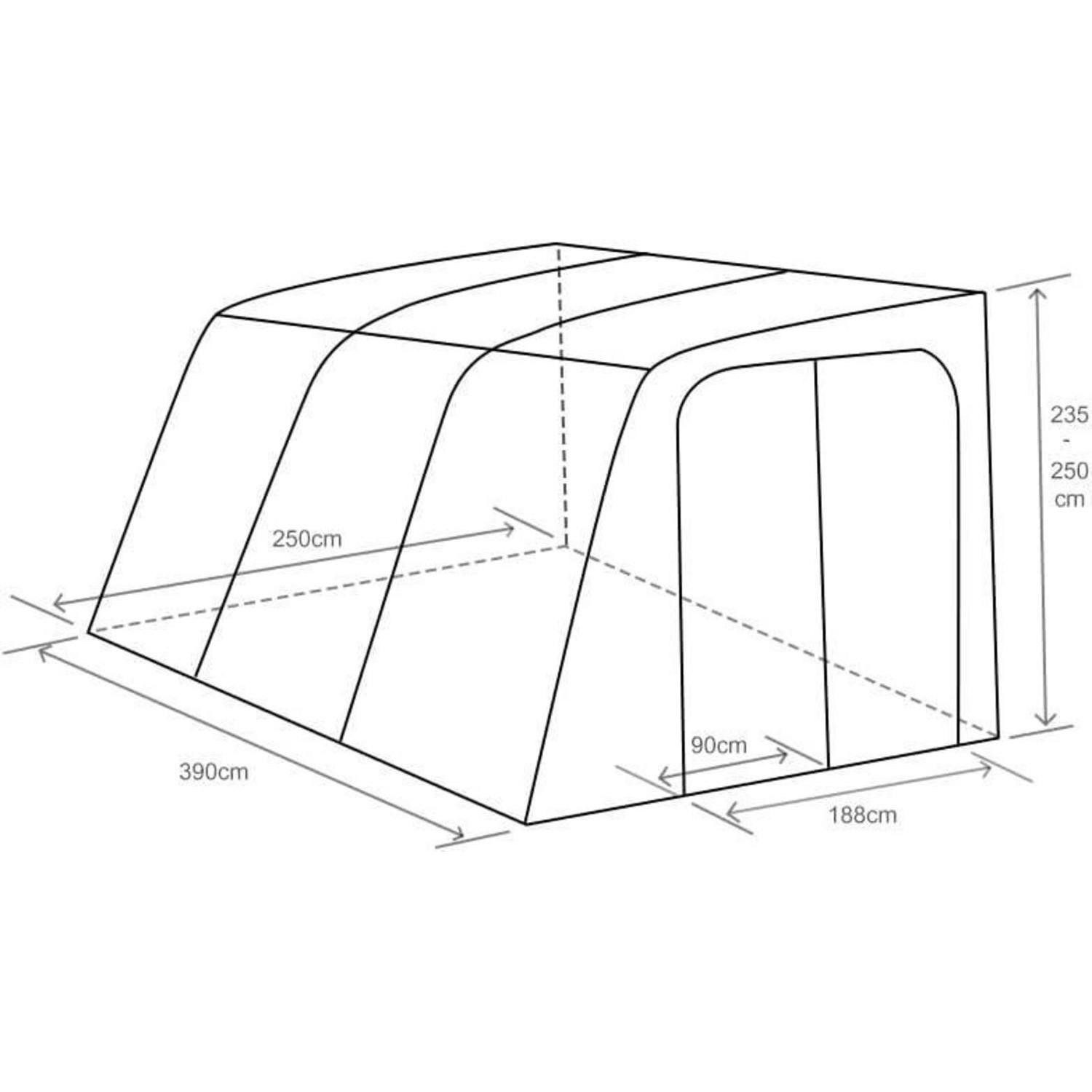 LuxusKollektion Rundbogenvordach Aufblasbares Vorzelt für Wohnwagen Wohnmobil 390cm flexibel