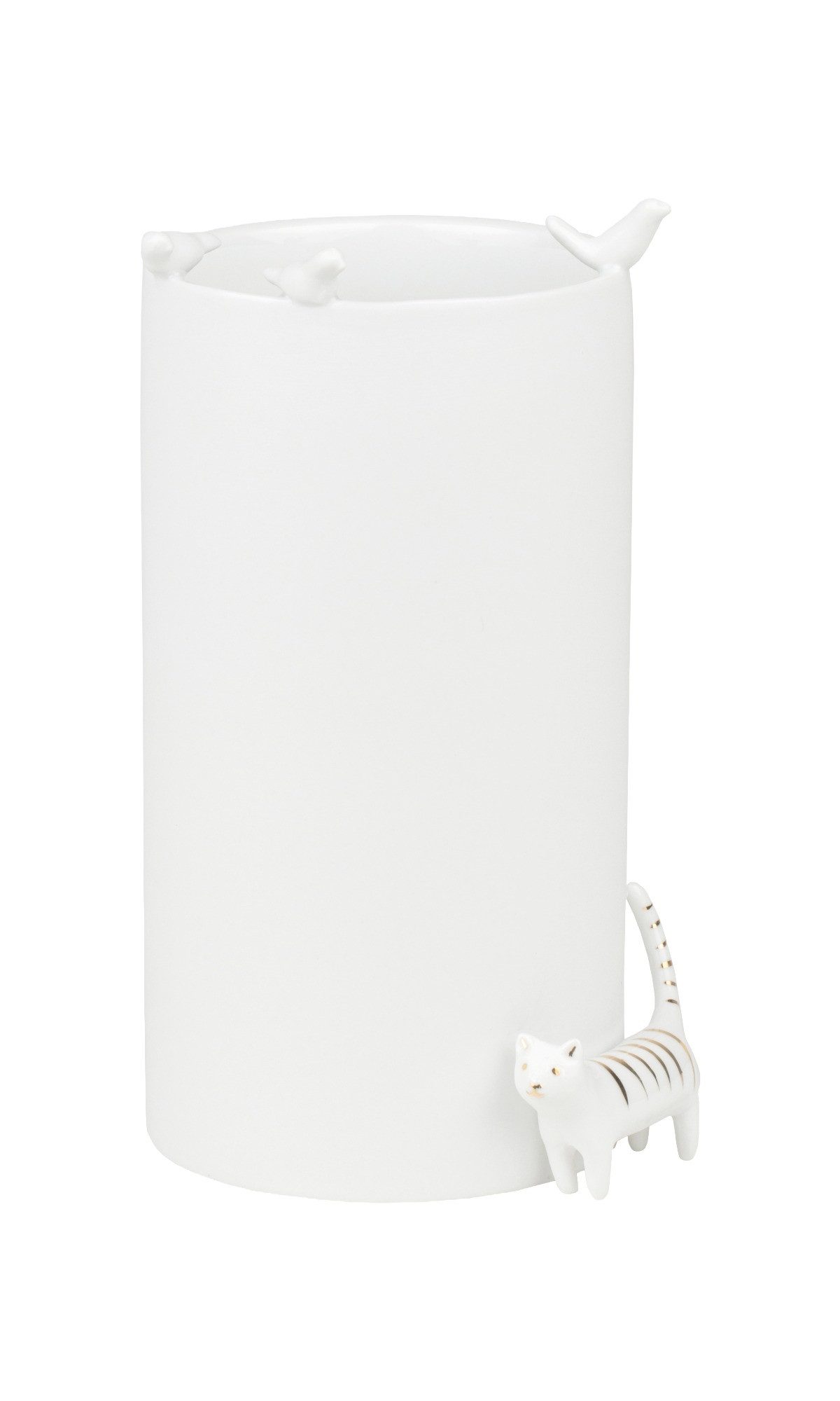 Räder Dekovase räder Porzellangeschichten Vase Vogelschwarm Weiß Gold