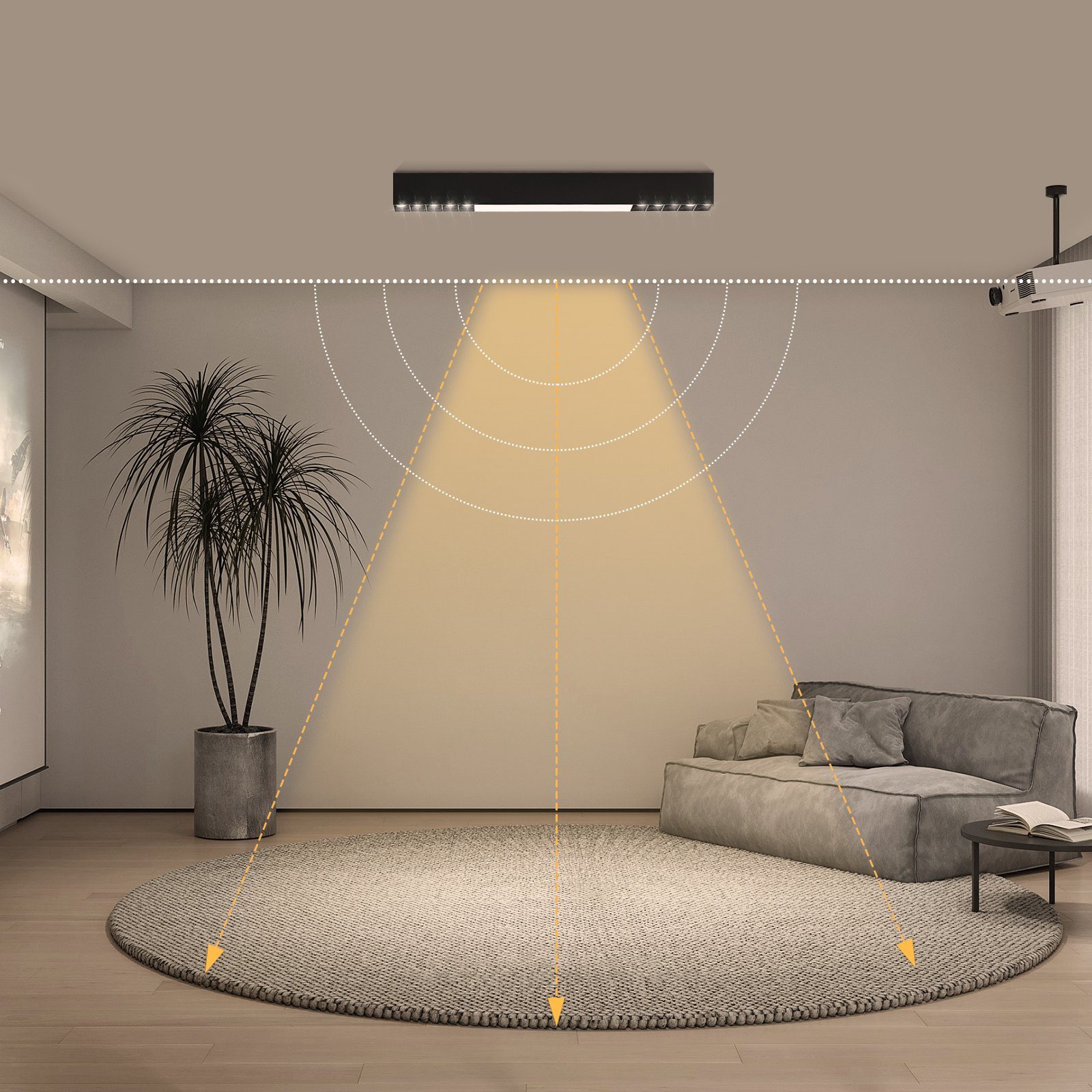 ZMH LED Tageslichtweiß, für Schlafzimmer 80cm 53cm Deckenleuchte Schwarz Modern Arbeitzimmer, 107cm