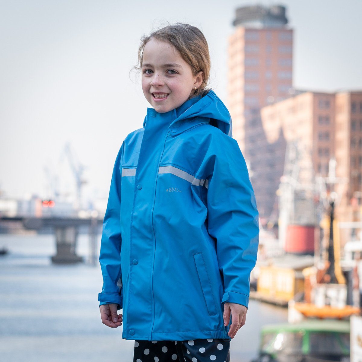 Regen- und Matschjacke BMS Regenjacke für Kinder 100% wasserdicht mit Kapuze