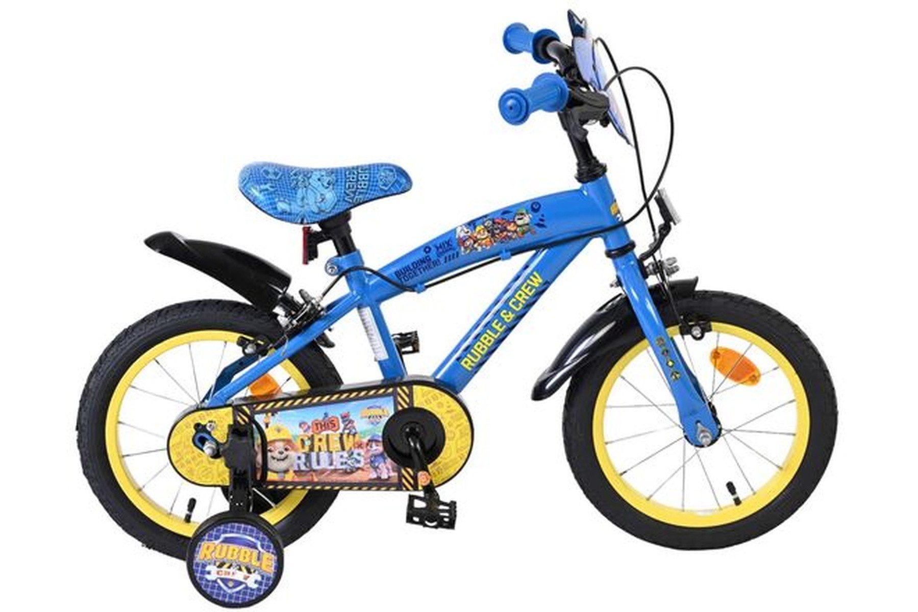 Kinderfahrrad Rubble & Crew 14 Zoll Jungen Blau - Zwei Handbremsen & Stützräder