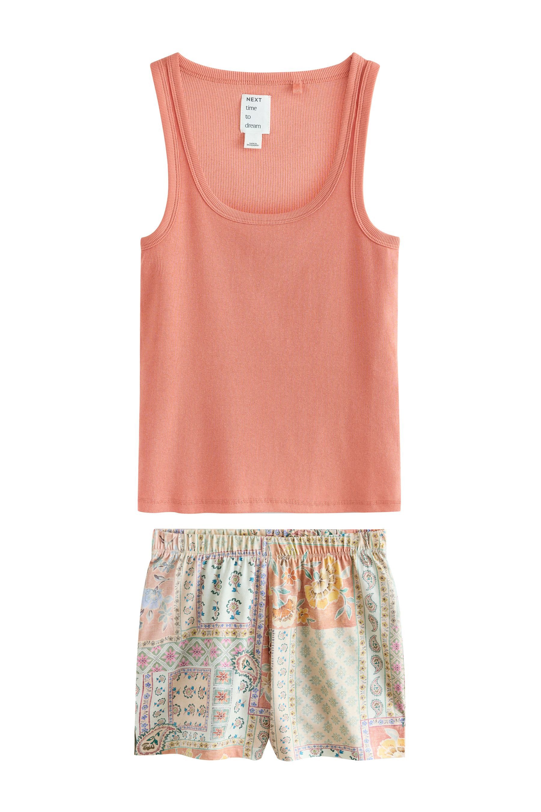 Next Pyjama Schlafanzug mit geripptem Trägertop und Shorts (2 tlg)
