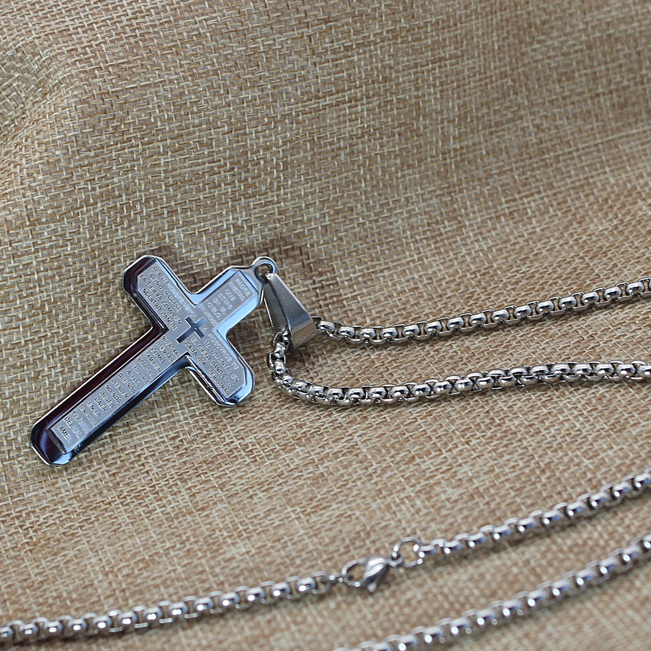 ELLAWIL Kreuzkette Edelstahlkette Kette mit Kreuz Anhänger Halskette Kreuzschmuck (Edelstahl, Kettenlänge 59 cm), inklusive Geschenkschachtel