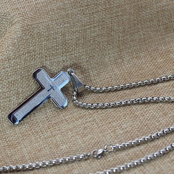 ELLAWIL Kreuzkette Edelstahlkette Kette mit Kreuz Anhänger Halskette Kreuzschmuck (Kettenlänge 54cm, Edelstahl), inklusive Geschenkschachtel