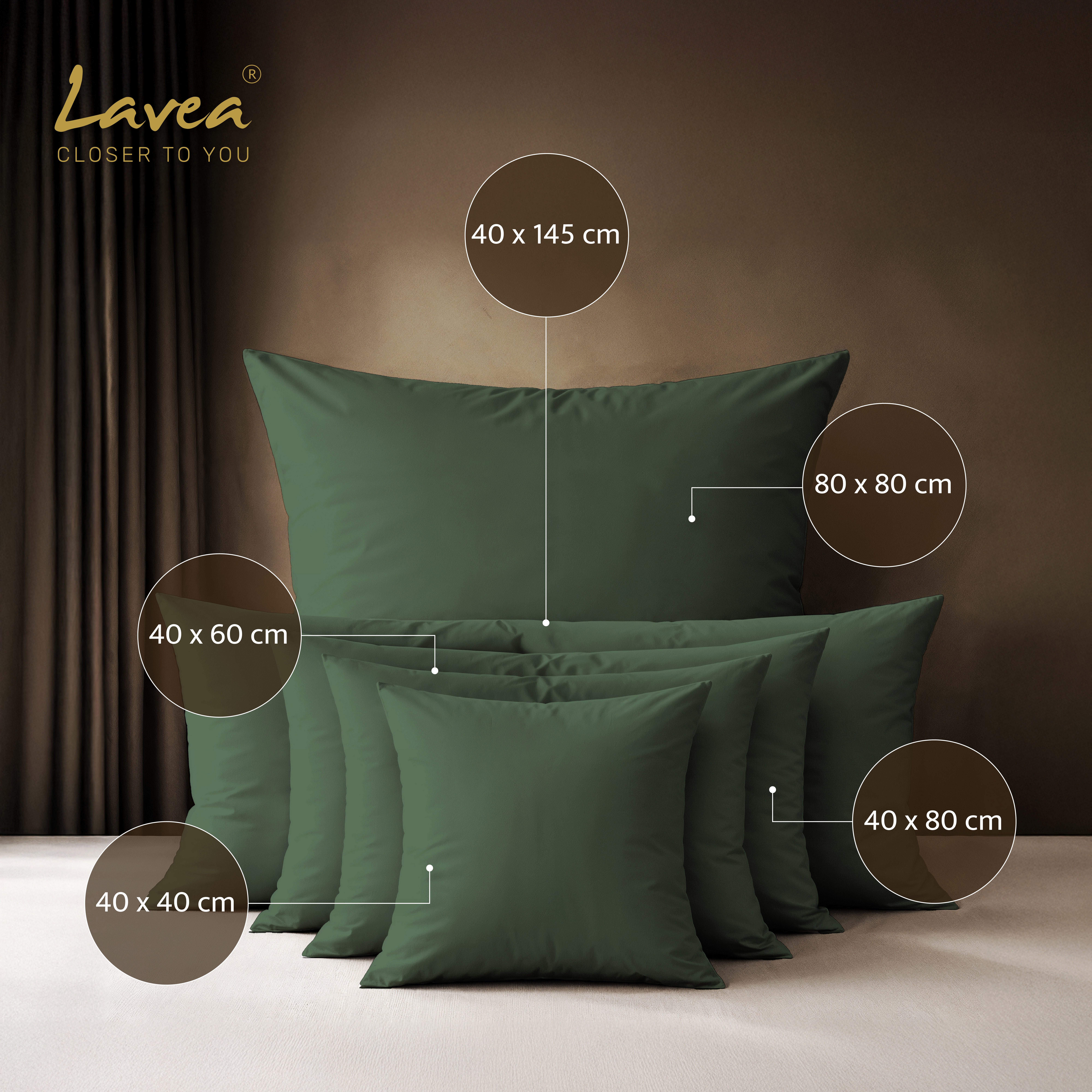 Lavea Kissenbezug 2er Set 100% Baumwolle flauschig, Jasmin, Kissenhülle, Kissenbezüge, (2 Stück), pflegeleicht, langlebige Qualität, mit Reißverschluss