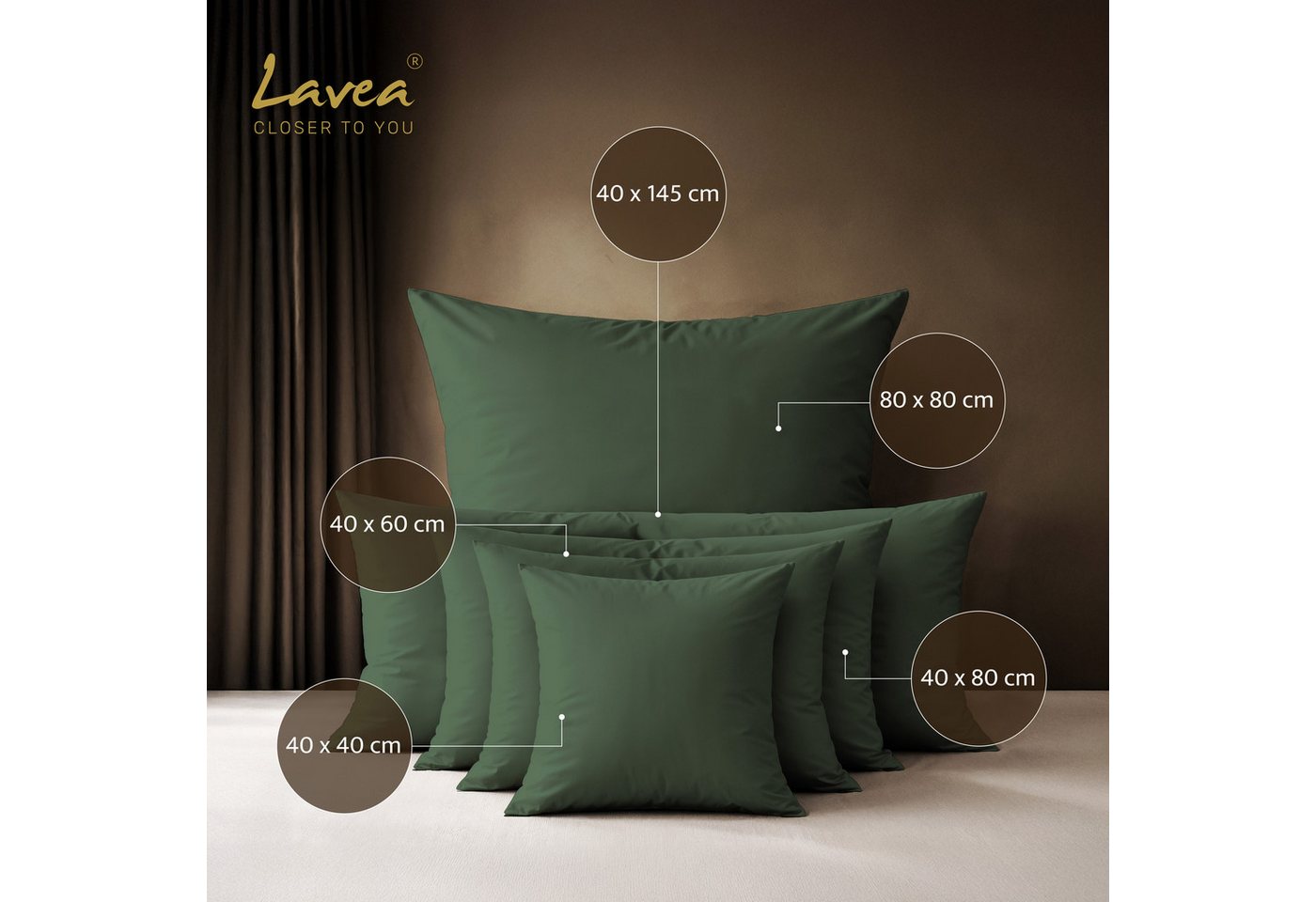 Lavea Kissenbezug 2er Set 100% Baumwolle flauschig, Jasmin, Kissenhülle, Kissenbezüge, (2 Stück), pflegeleicht, langlebige Qualität, mit Reißverschluss