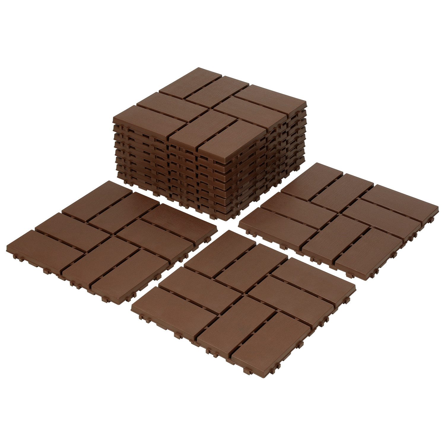 Terrassenplatte 66 Stück Klick-Terrassenfliesen 30x30 cm für Balkon, Garten braun 6 m²