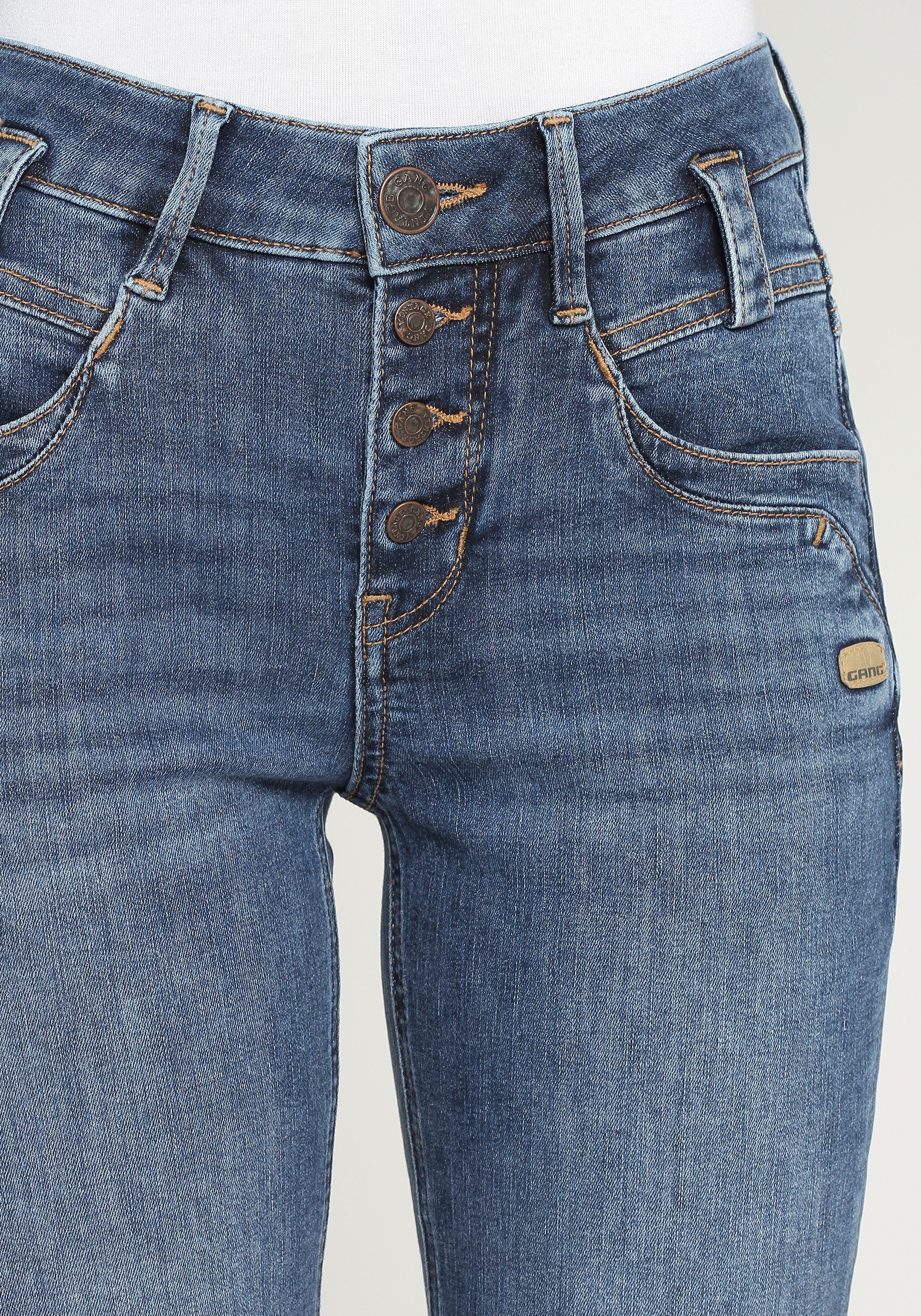 GANG Slim-fit-Jeans 94CARLI mit blue Knopfleiste offener light