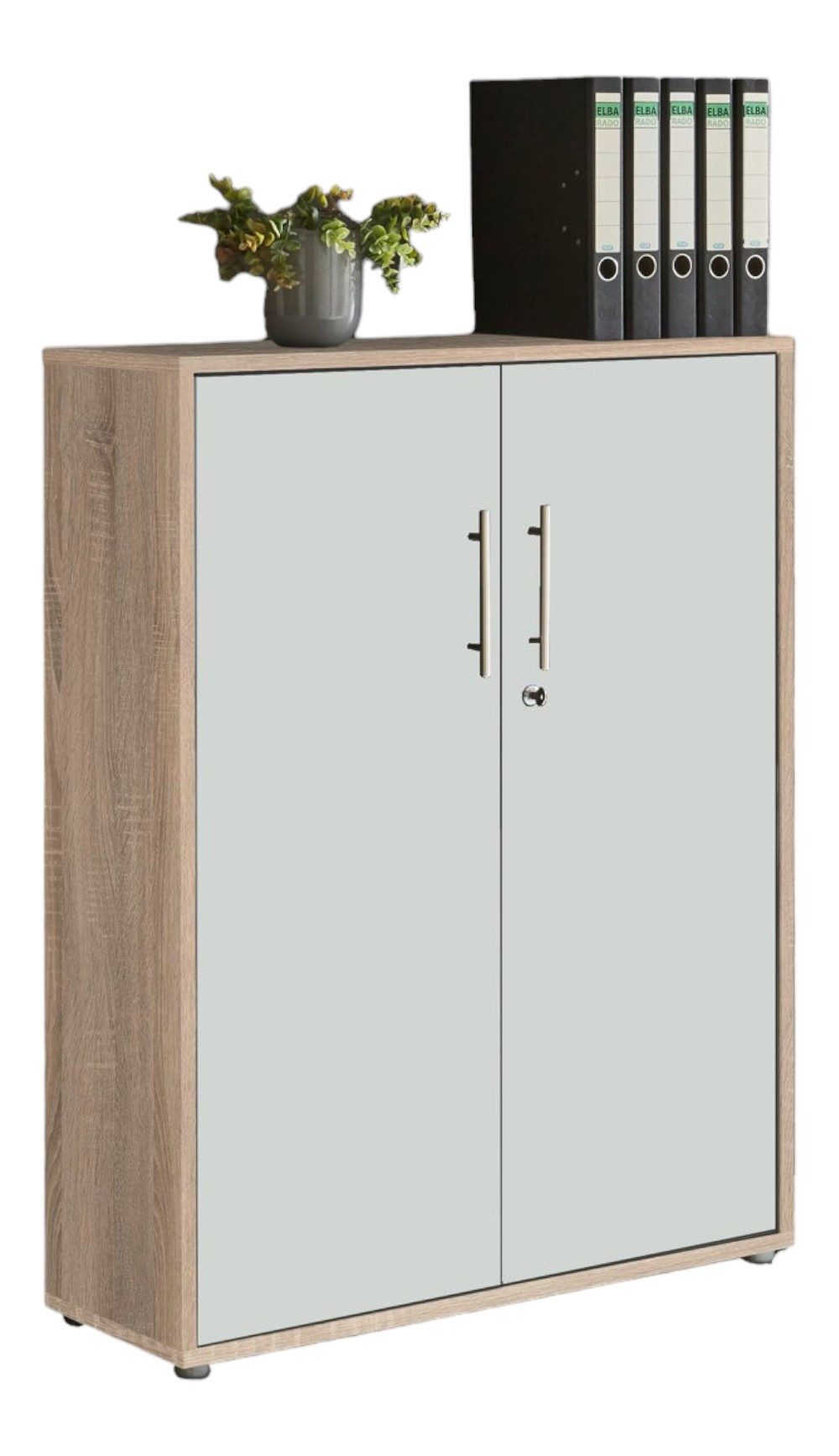 moebel-dich-auf Aktenschrank TABOR (Büroschrank Ordnerschrank Mehrzweckschrank, abschließbar, Metallgriffe, 3 Fächer) Made in Germany