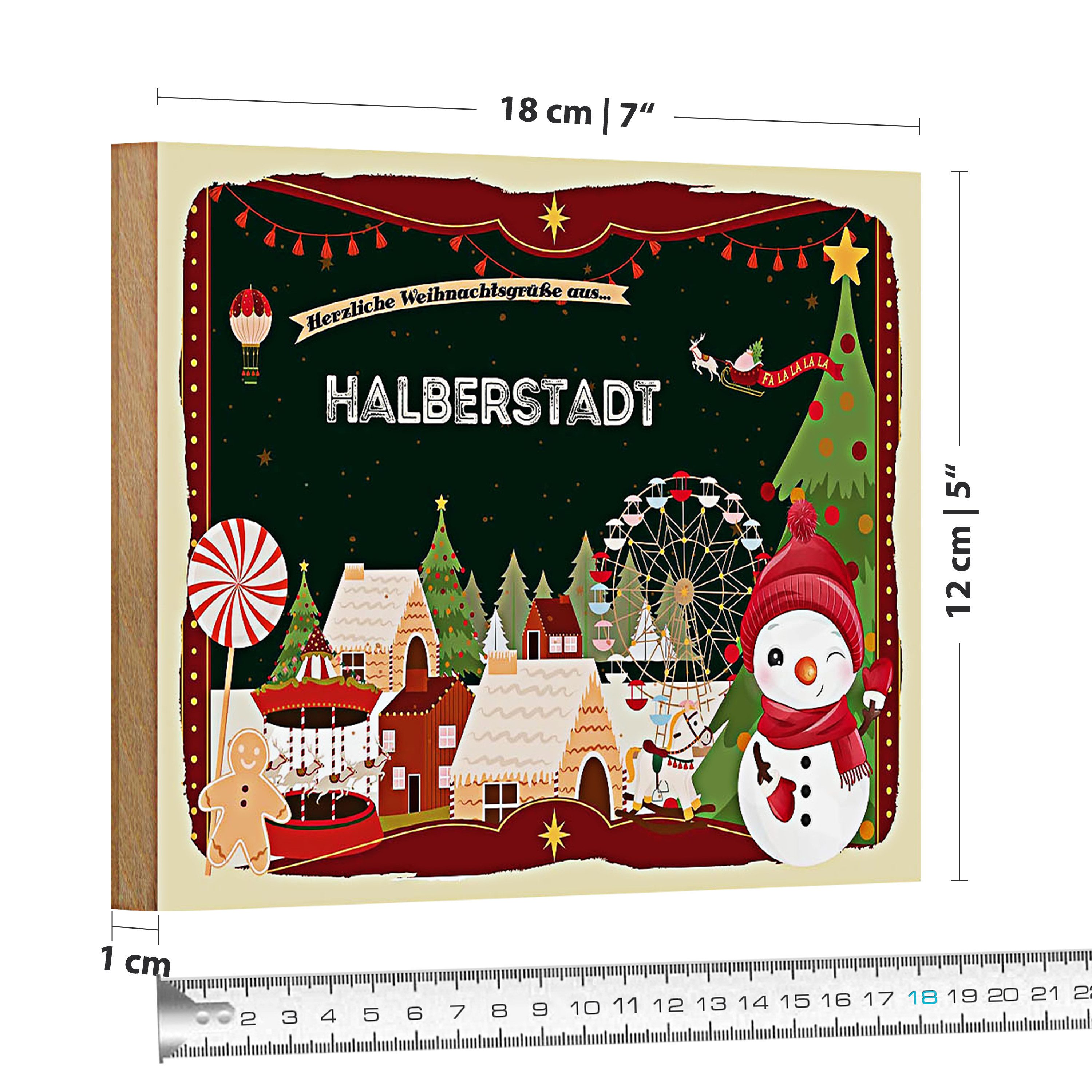 Roomando Holzbild Weihnachten Grüße HALBERSTADT 18x12cm günstig online kaufen
