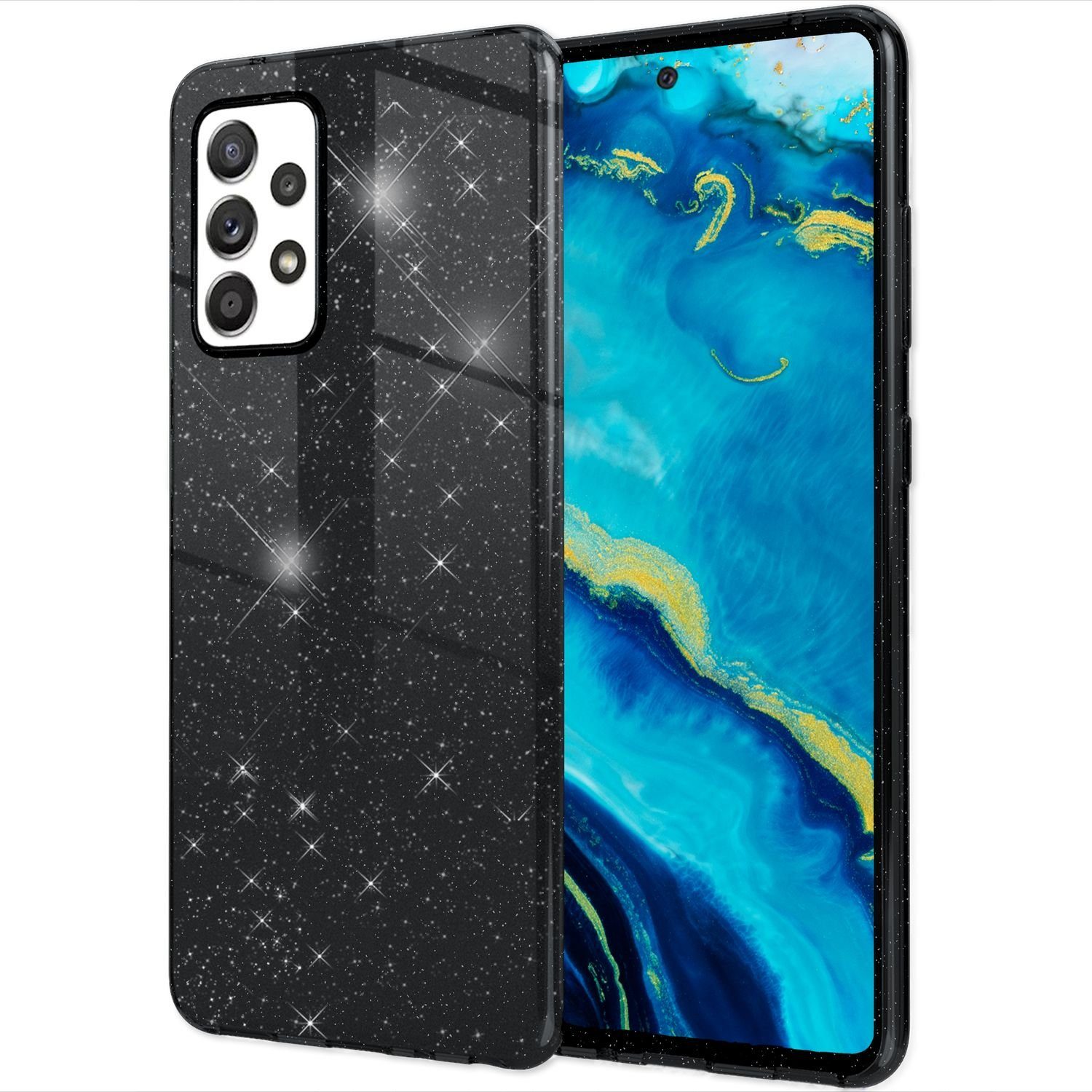 Nalia Smartphone-Hülle Samsung Galaxy A33 16,3 cm (6,4 Zoll), Glitzer Silikon Hülle / Verstärkte Innenseite / Glänzende Schutzhülle
