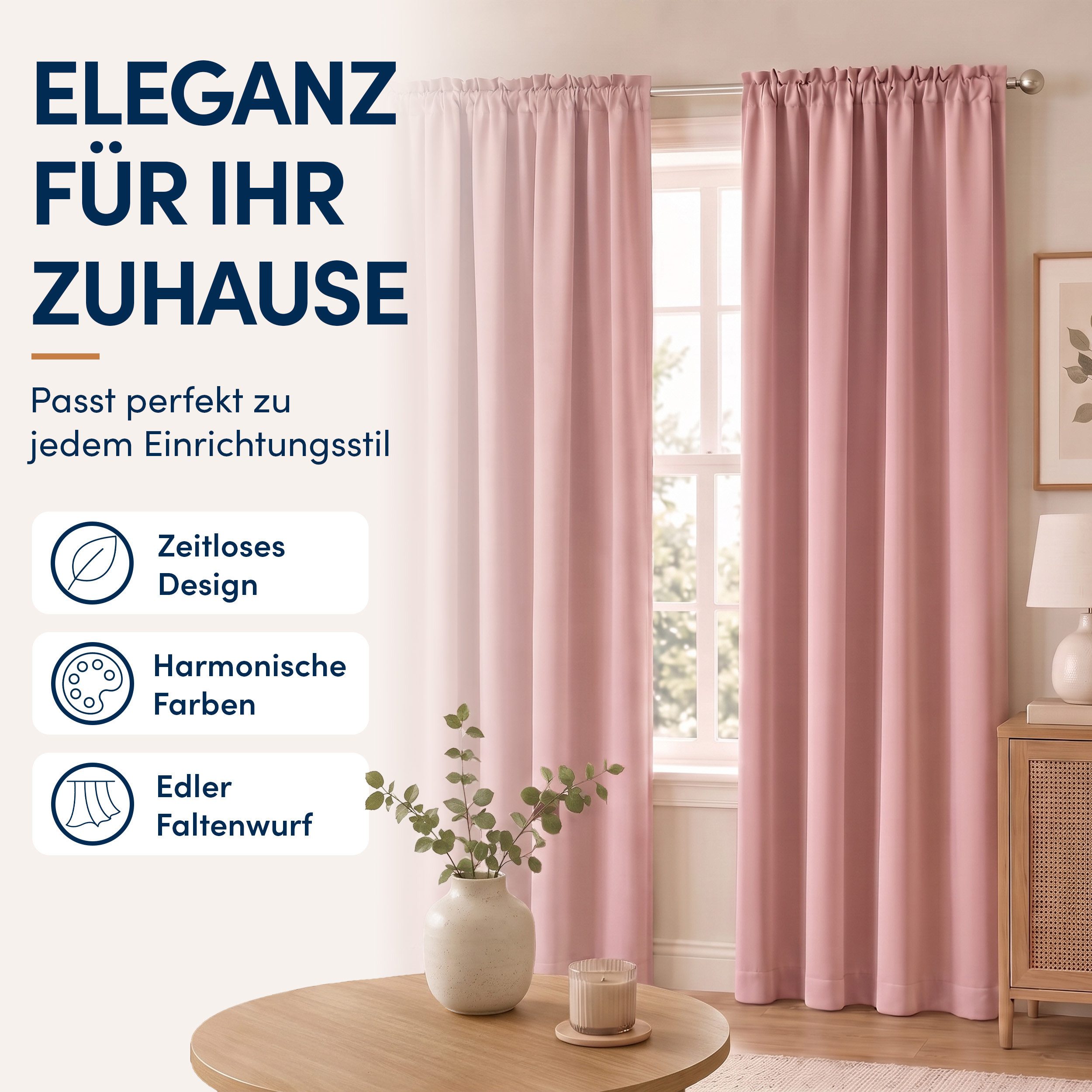 Stoffschmiede Gardine Blickdicht - Kräuselband & Ösen, Kräuselband – Bild 4 von 5