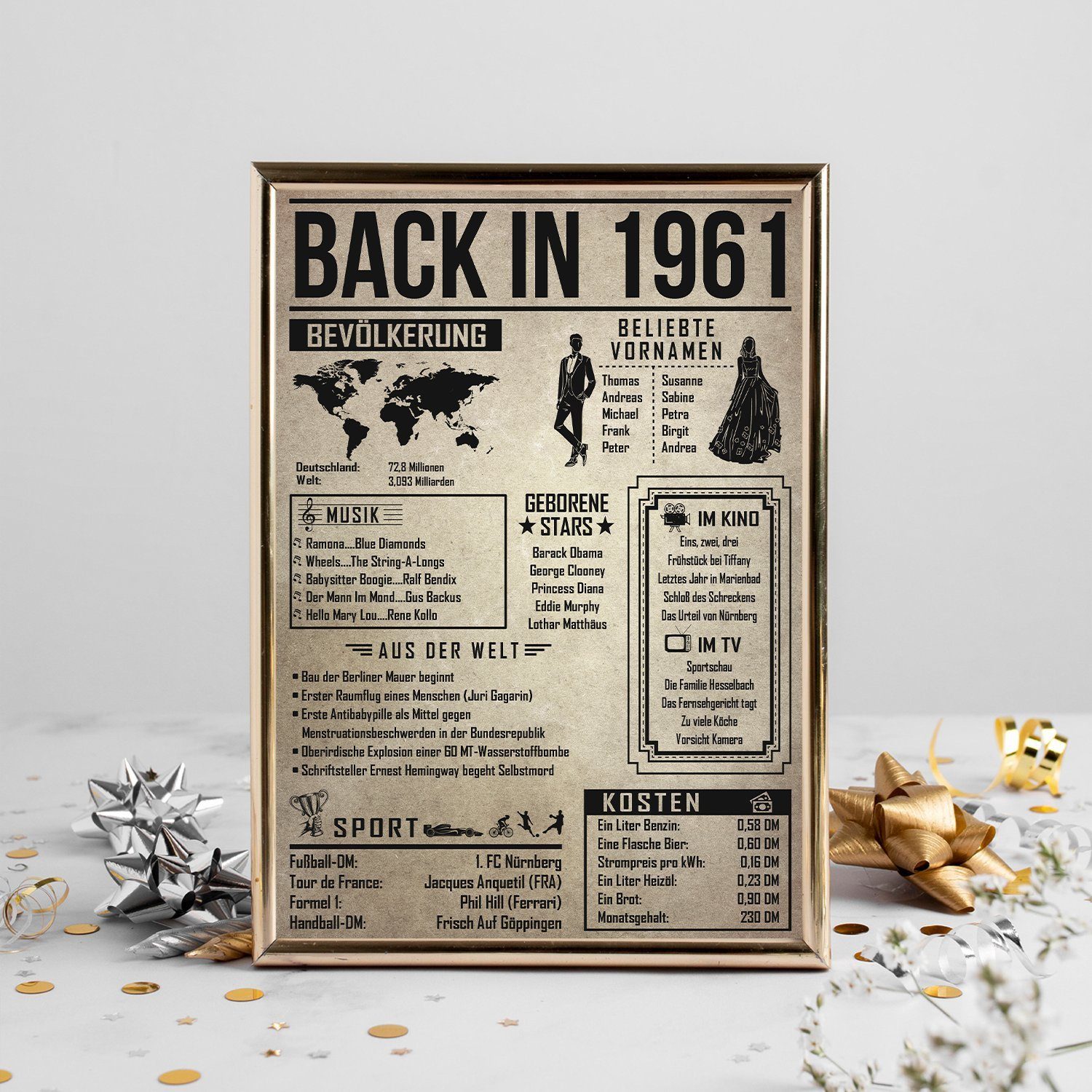 Tigerlino Poster Geschenk Männer Frauen, Geburtstag Rückblick Zeitreise Geschenkidee, 65. Geburtstag Jahrgang 1961, Bild – Bild 4 von 5