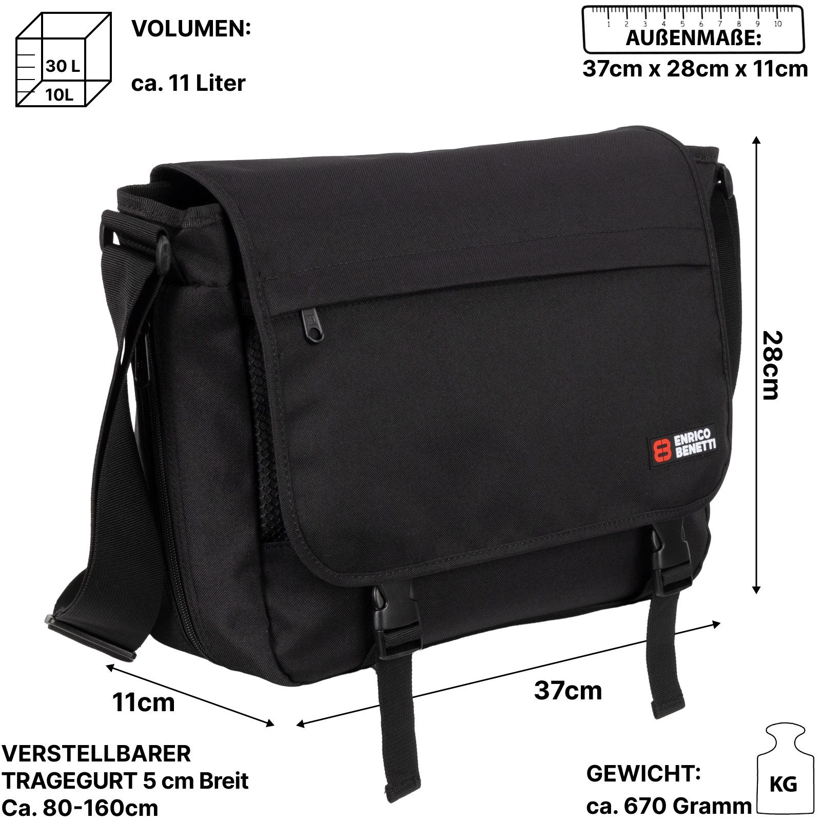 EAAKIE Umhängetasche Arbeitstasche Umhängetasche Messenger BagBase Herrentasche, als Schultertasche, Umhängetasche tragbar – Bild 2 von 5