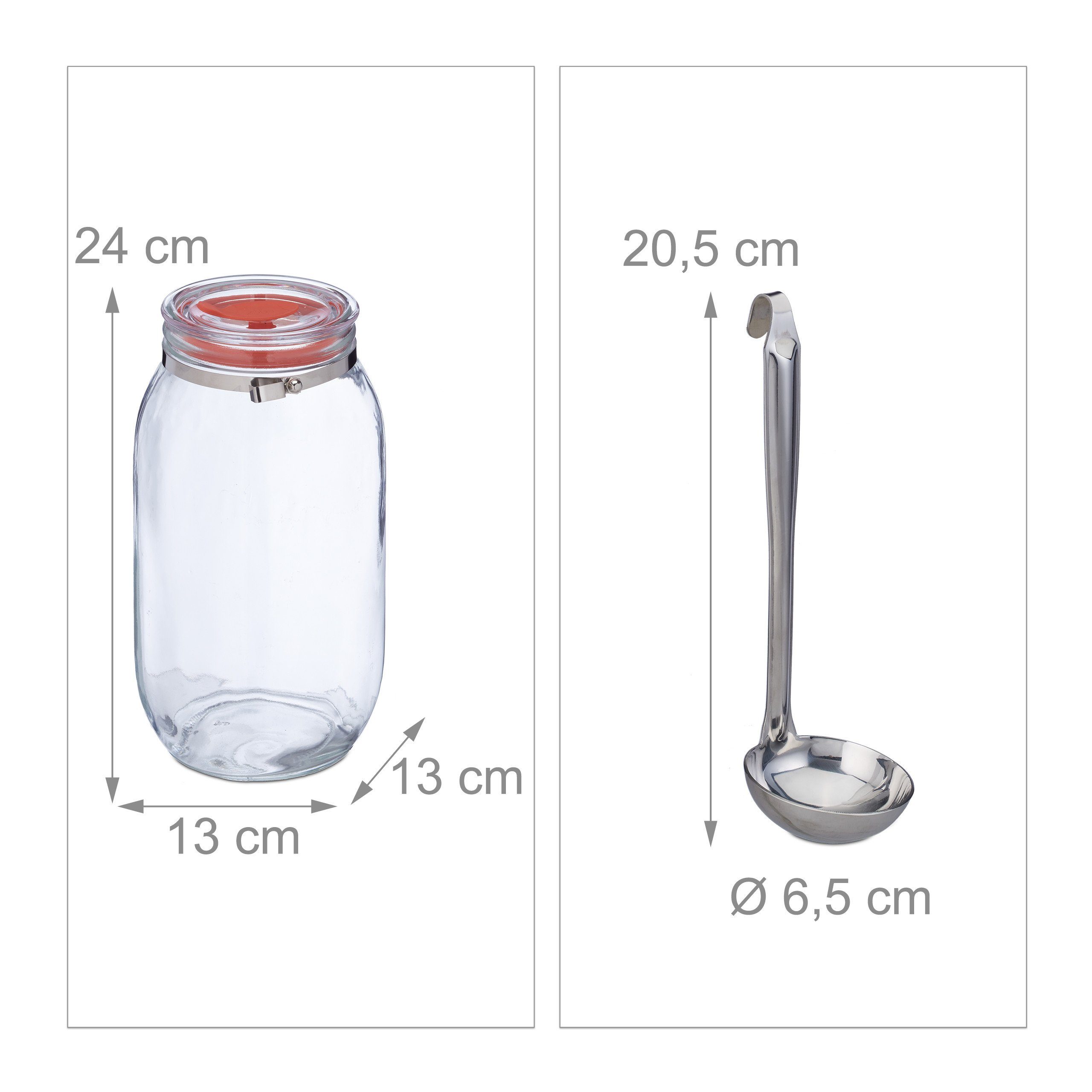 relaxdays Vorratsglas Vorratsglas 2 Liter, Glas