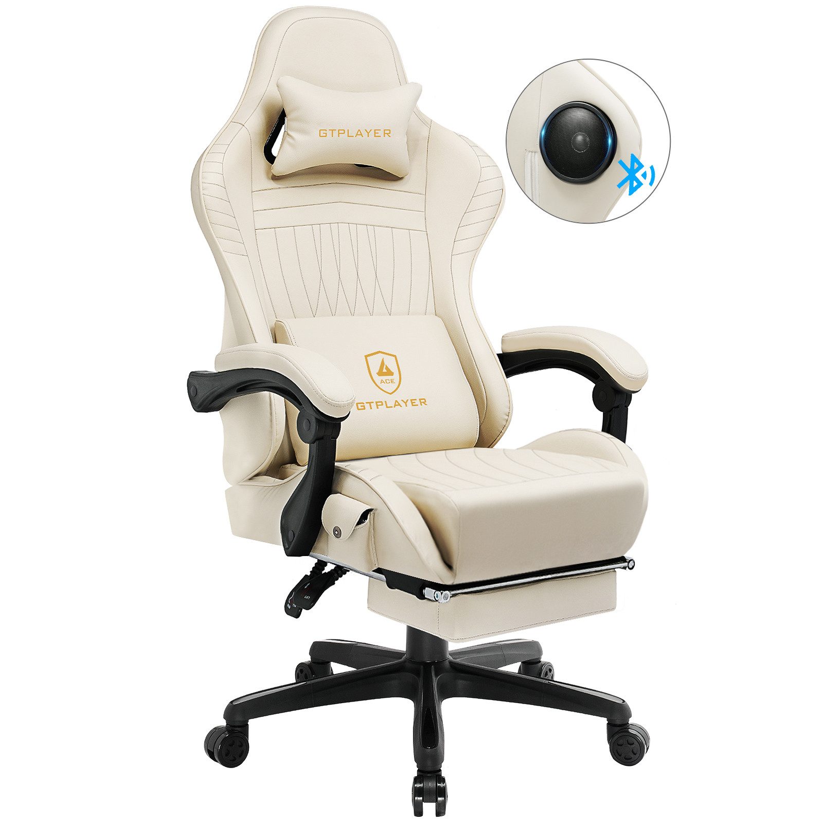 GTPLAYER Gaming-Stuhl ergonomischer Bürostuhl mit HIFI Stereo Lautsprecher, Verbindungsarmlehen beeindrukende Klang-atmosphäre