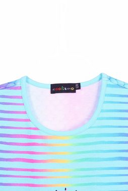 coolismo Kleid & Haarband Shirtkleid Regenbogenfisch-Print & Haarband gestreift (Set, 2-tlg., Kleid & Haarband) niedliches Design, Baumwolle
