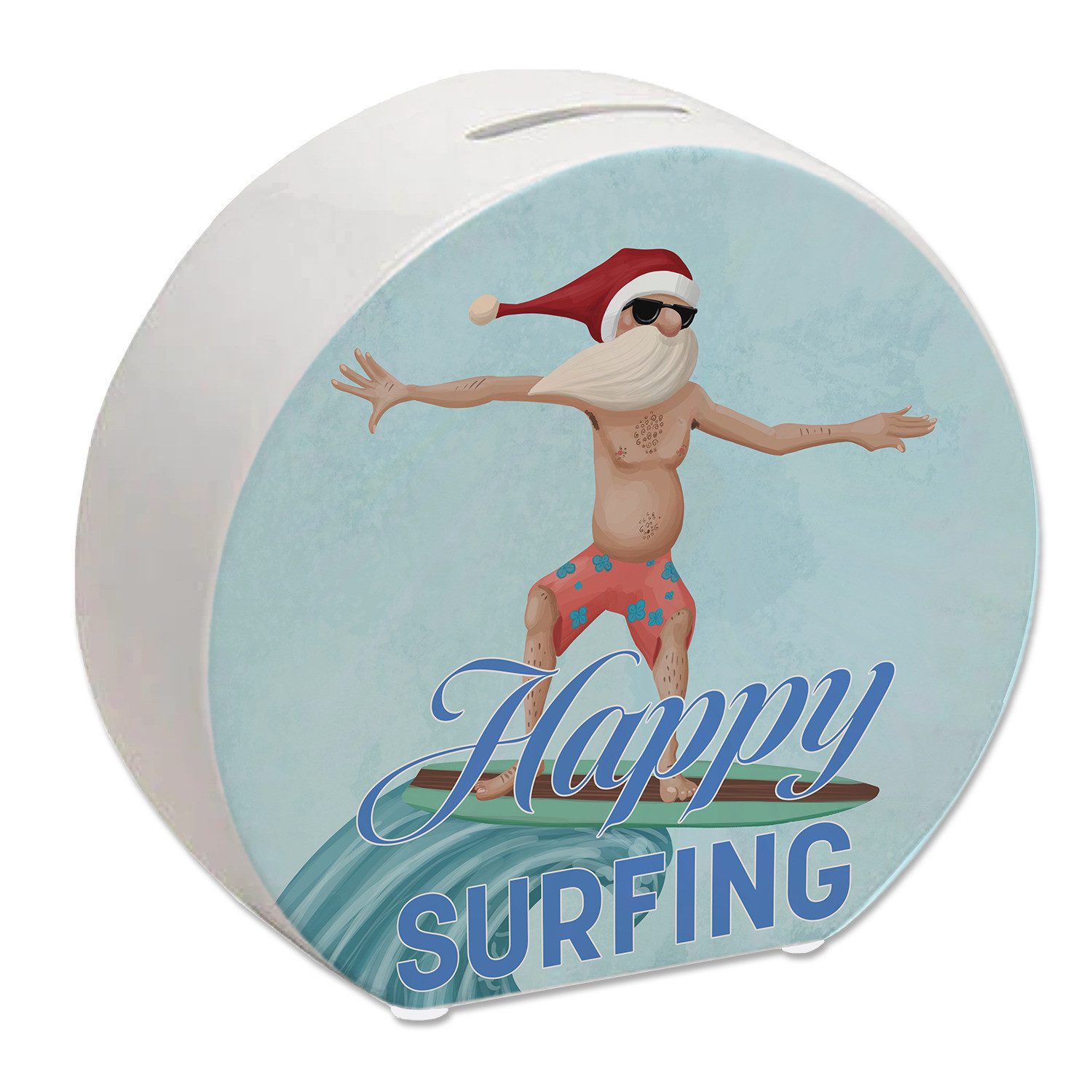 speecheese Spardose Happy Surfing witzige Spardose mit Weihnachtsmann