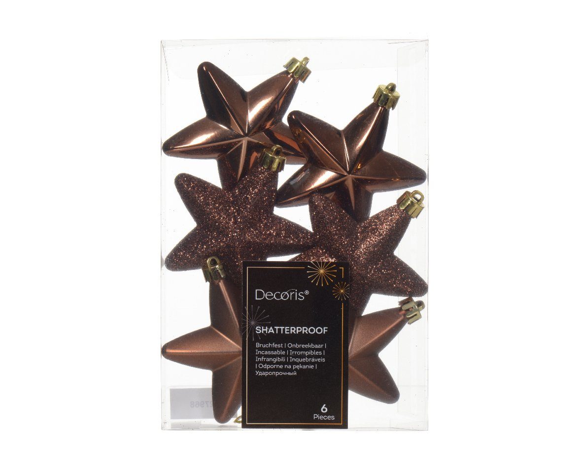 Decoris season decorations Christbaumschmuck, Christbaumschmuck Stück Kunststoff 6 - 7cm Sterne Espressobraun