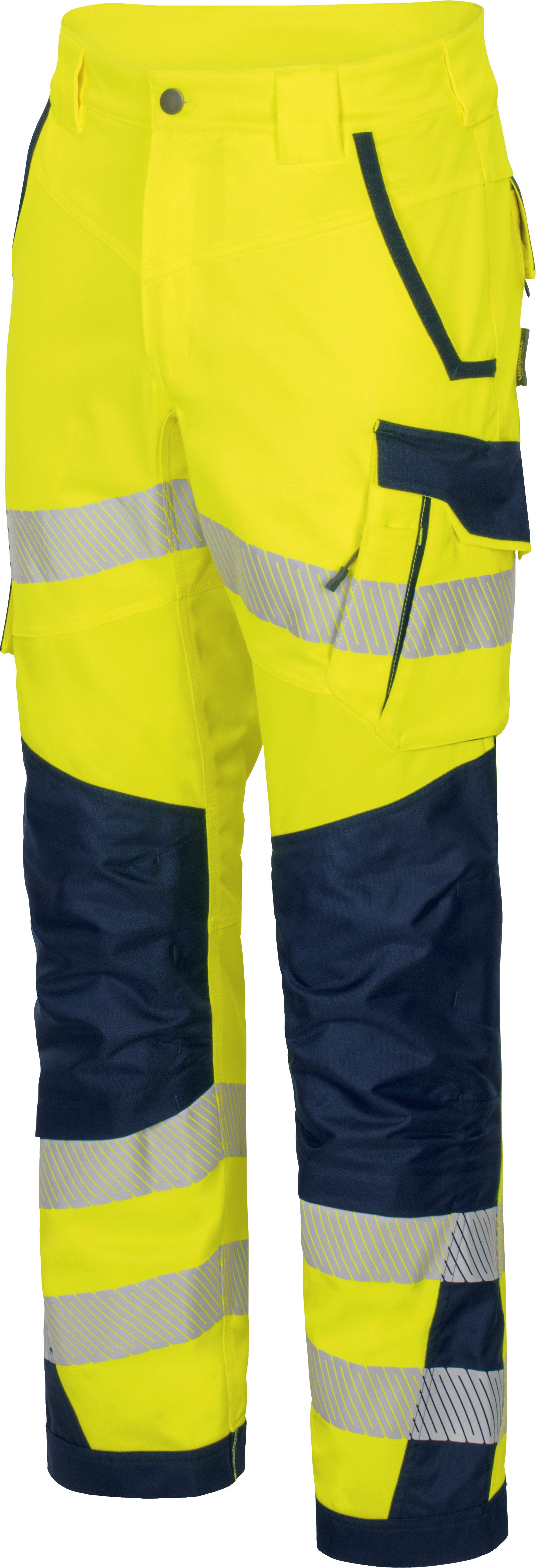 vizwell Arbeitshose Warnschutz Bundhose HiVis elastisch dehnbar warnorange warngelb reißfest und elastisch - knitterfrei sowie pflege- und bügelleicht