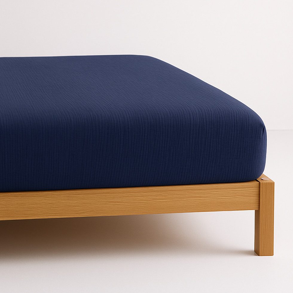 Sandiik Spannbettlaken Musselin Spannbettlaken mit Gummizug in Nachtblau, G günstig online kaufen