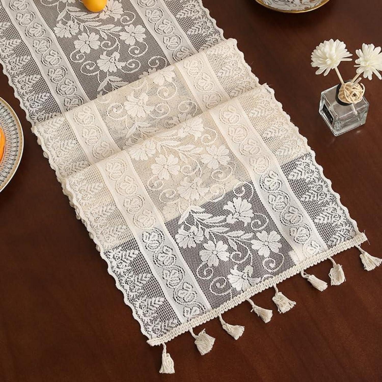 LuxusKollektion Tischläufer Tischläufer Spitze Bestickt Blumen Vintage 30x45cm (1-tlg)