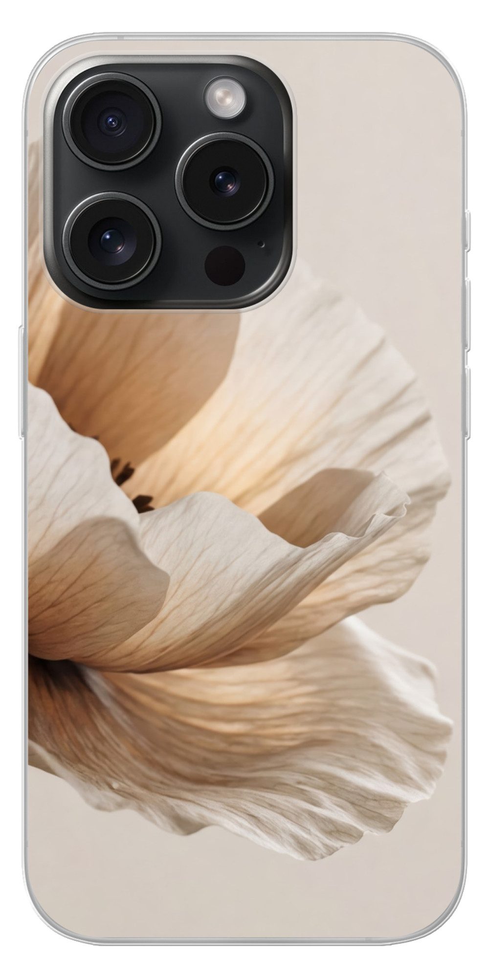 MuchoWow Handyhülle für Apple iPhone 15 Pro Blume - Beige - Creme, Smartphone-Bumper, Print, Handy Schutzhülle Dünn