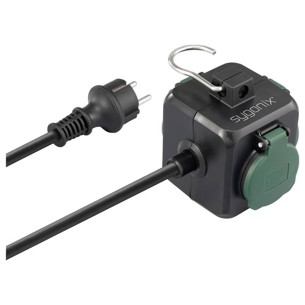 Sygonix SY-6903362 Steckdosenwürfel Schwarz, Grün Schutzkontakt 1 St. Steckdosenleiste