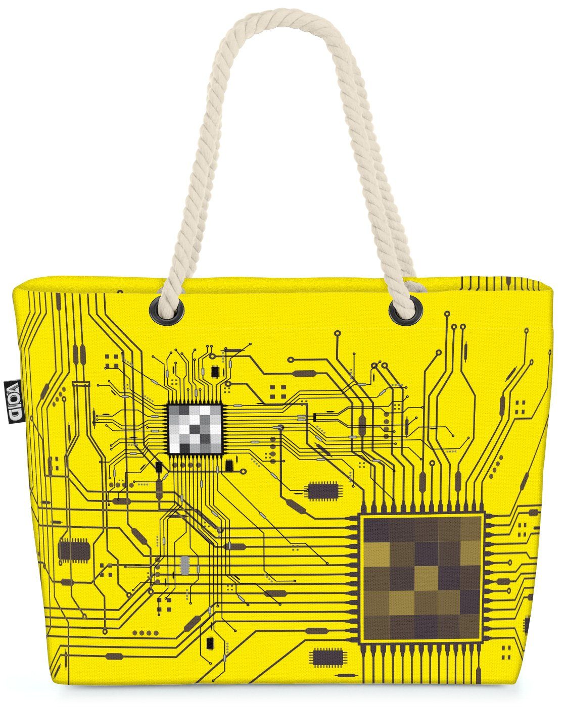 VOID Strandtasche (1-tlg), CPU Computer Chip Sheldon Gamer Platine pc prozessor Cyborg gelb | Strandtaschen
