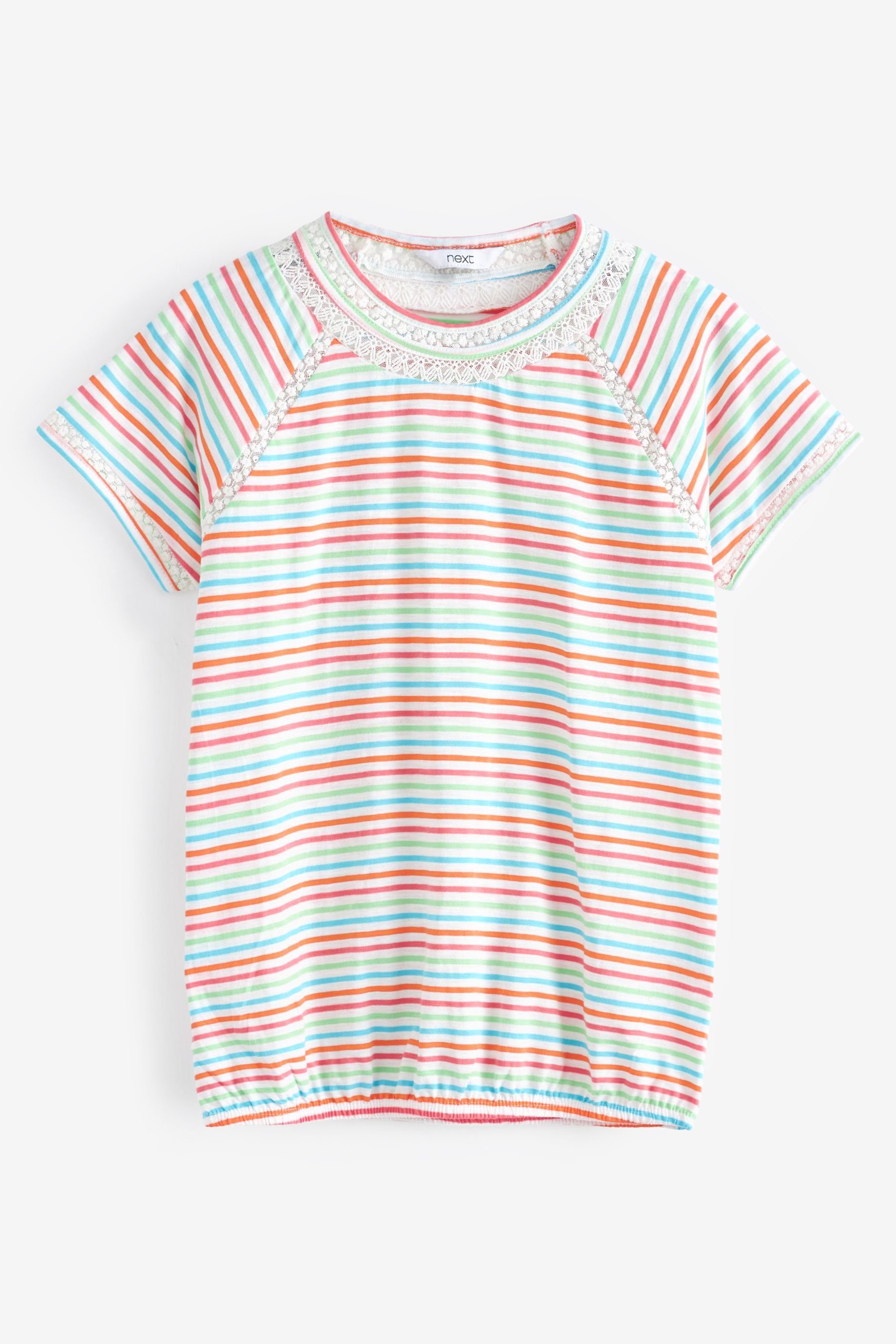 Next T-Shirt mit Stripe und Raglanärmeln T-Shirt Green Ballonsaum (1-tlg) Rainbow