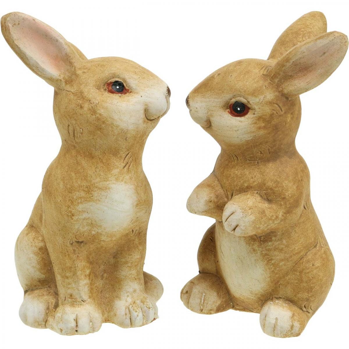 Florists Products Osterhase Keramik Osterhasen Deko Set Braun, Sitzendes Hasenpaar, 2er, 2 Stück