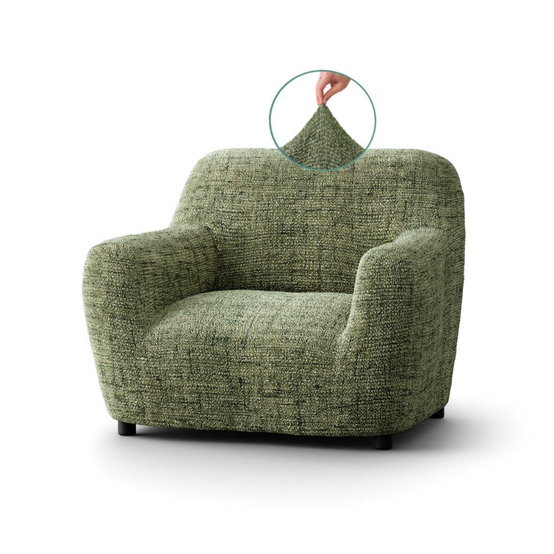 Sesselhusse Bezug für Sessel, Clubsessel italienische Handarbeit, Paulato by GA.I.CO, blickdichter, widerstandsfähiger, 2-farbiger Mikrofaserstoff grün