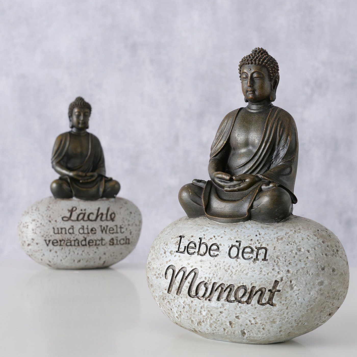 BOLTZE Buddhafigur Dekoaufsteller Set Zen-Buddha mit Weisheiten - 2er Set, günstig online kaufen