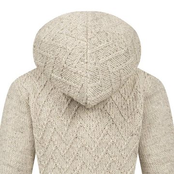 ALMHUBER Longstrickjacke ALMHUBER Damen Strickjacke Kurzmantel Wolle Winter Jacke Kapuze Boho